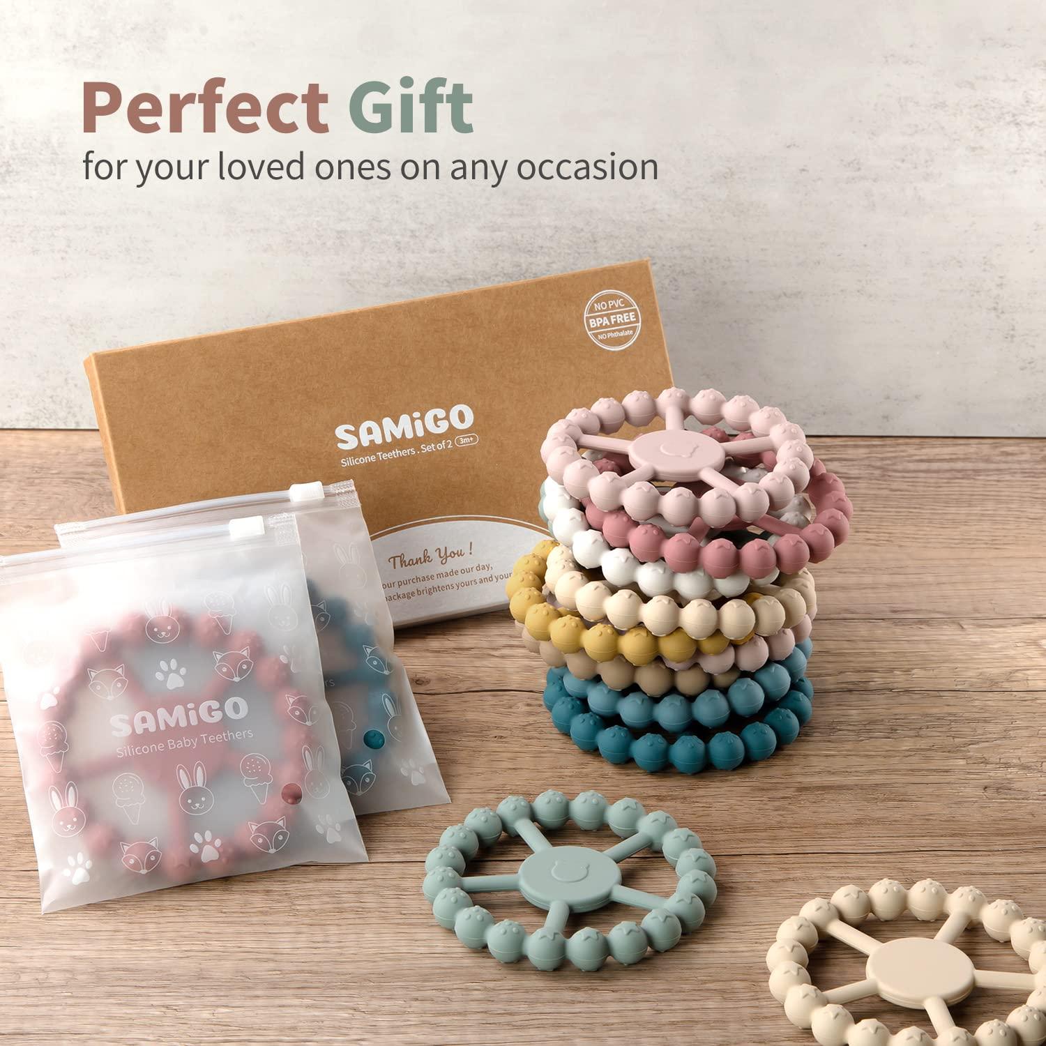 Mordedor Anillo de Silicona Samigo para Bebés - 2 Piezas Rosa