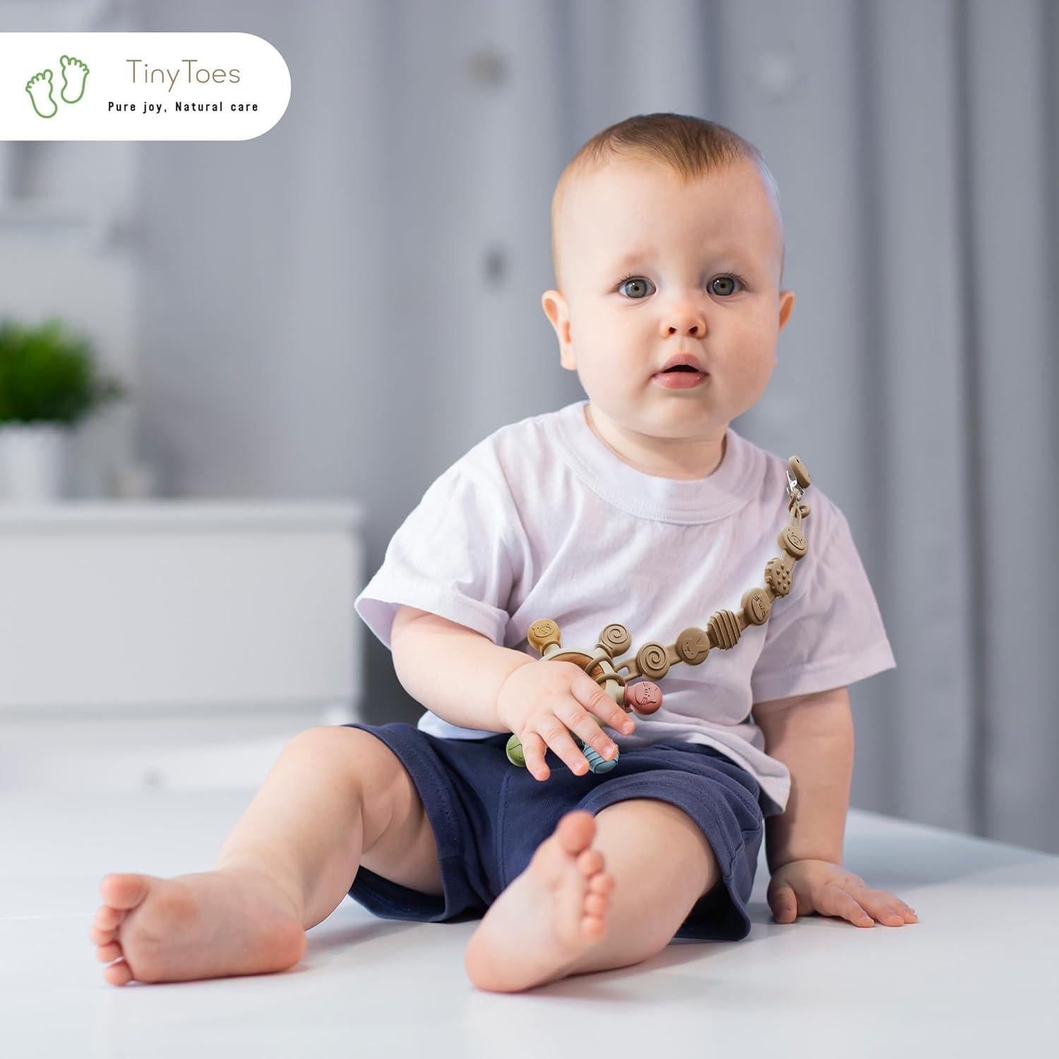 Mordedor para Bebés TinyToes Libre de BPA Silicona y Madera