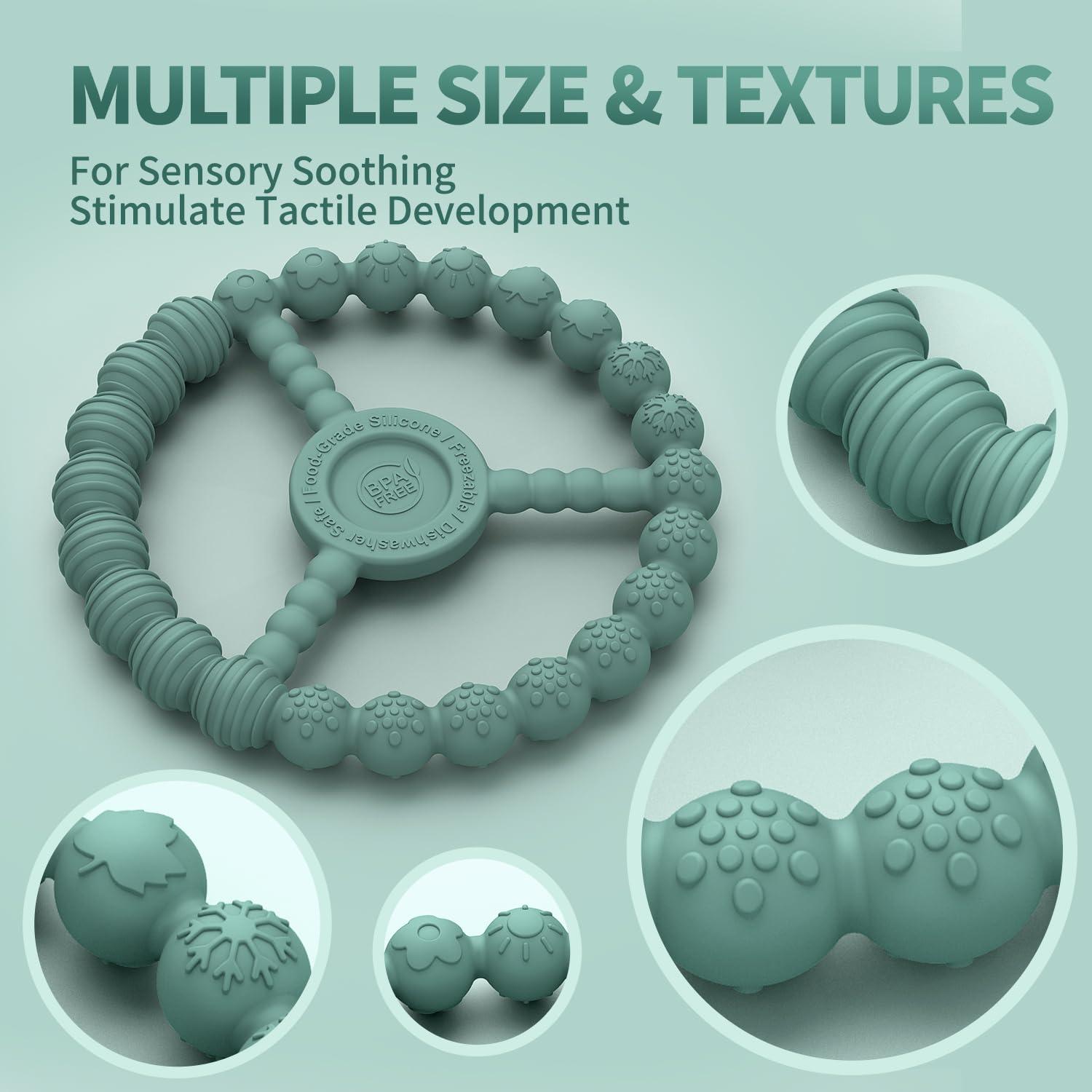 Paquete de 3 Anillos de Dentición de Silicona Bebés 0-12 Meses