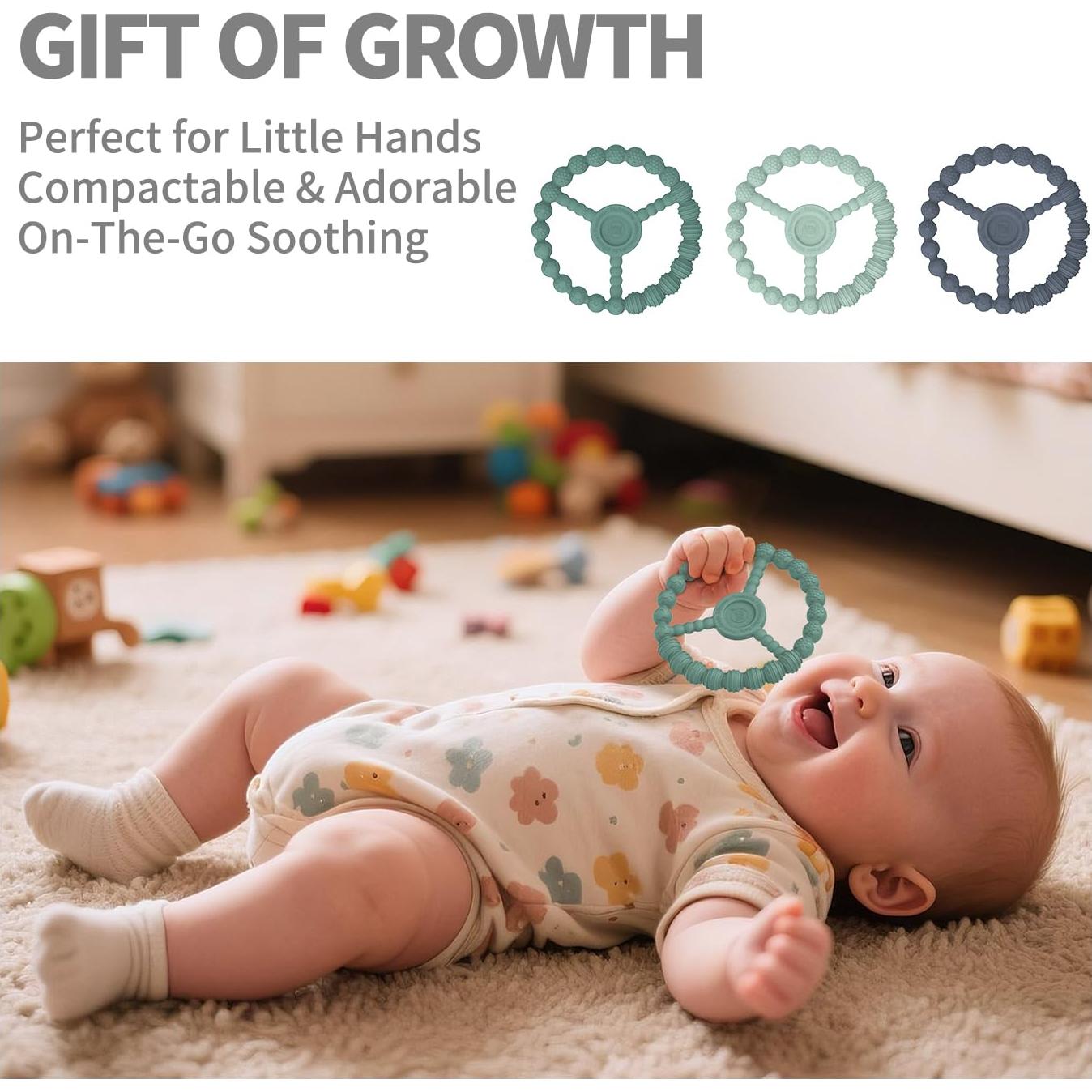 Paquete de 3 Anillos de Dentición de Silicona Bebés 0-12 Meses