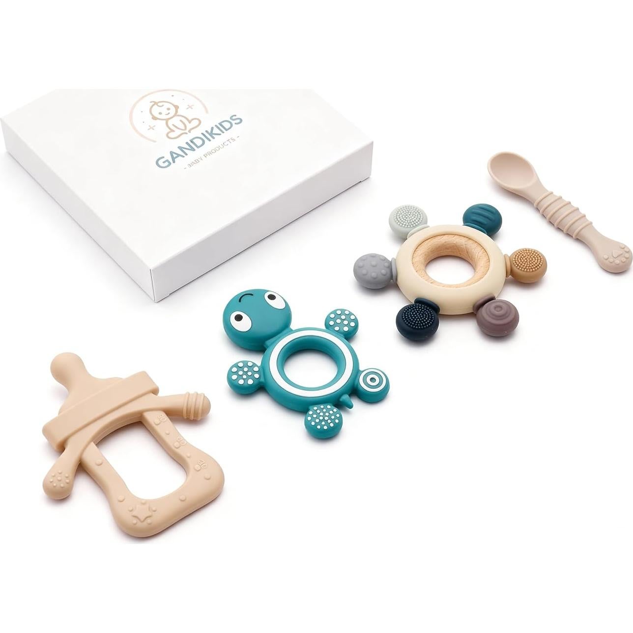 Juego de Anillos de Silicona para Dentición Bebés 4 Piezas