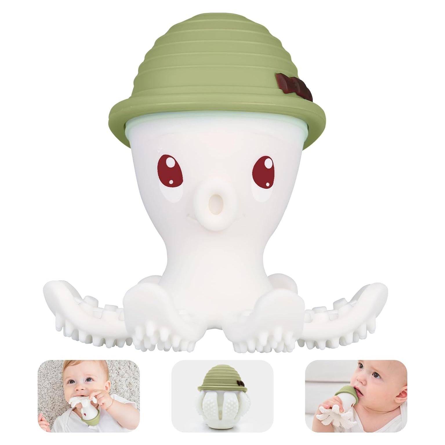 Mordedor Pulpo Mombella de Silicona para Bebés 3 Meses Verde