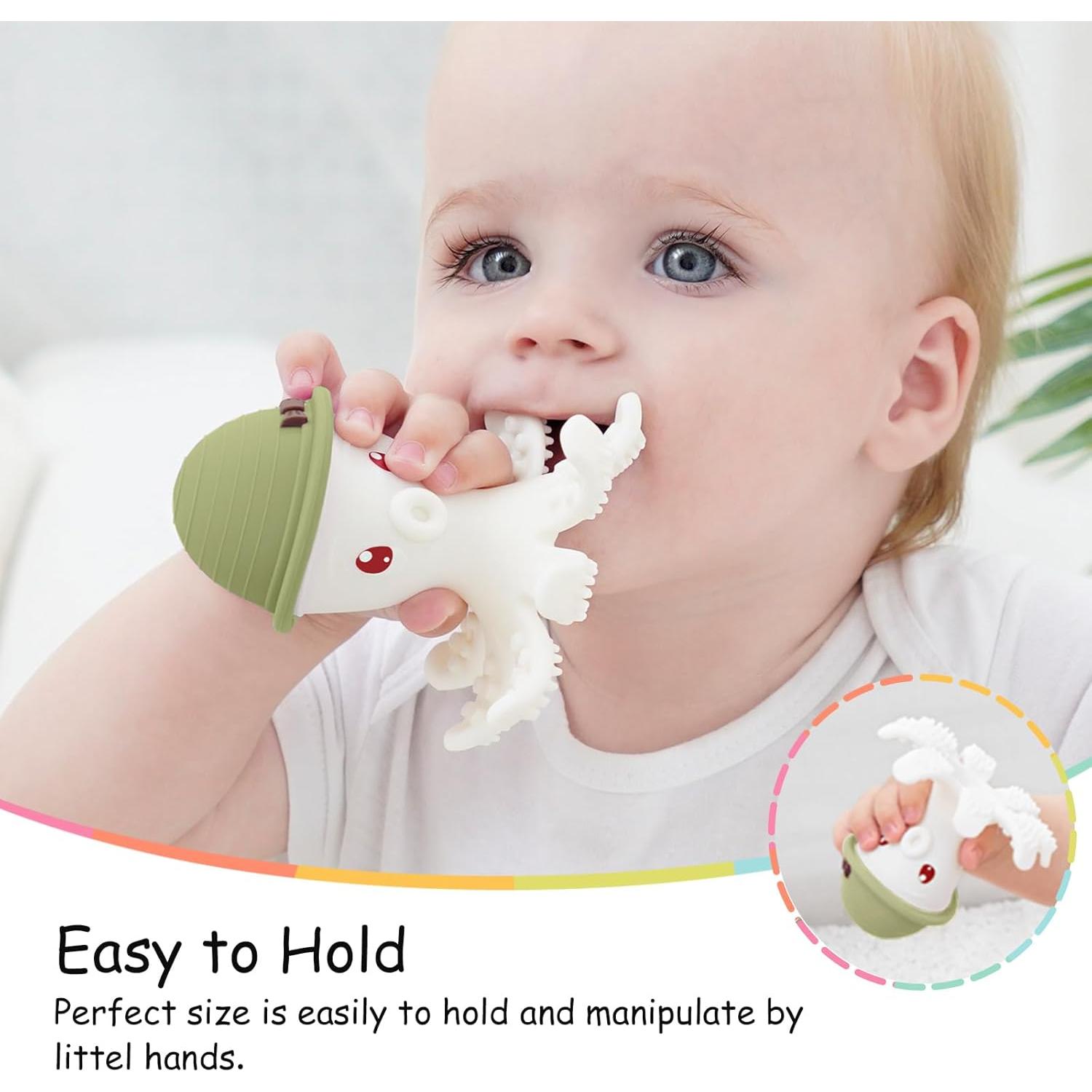 Mordedor Pulpo Mombella de Silicona para Bebés 3 Meses Verde