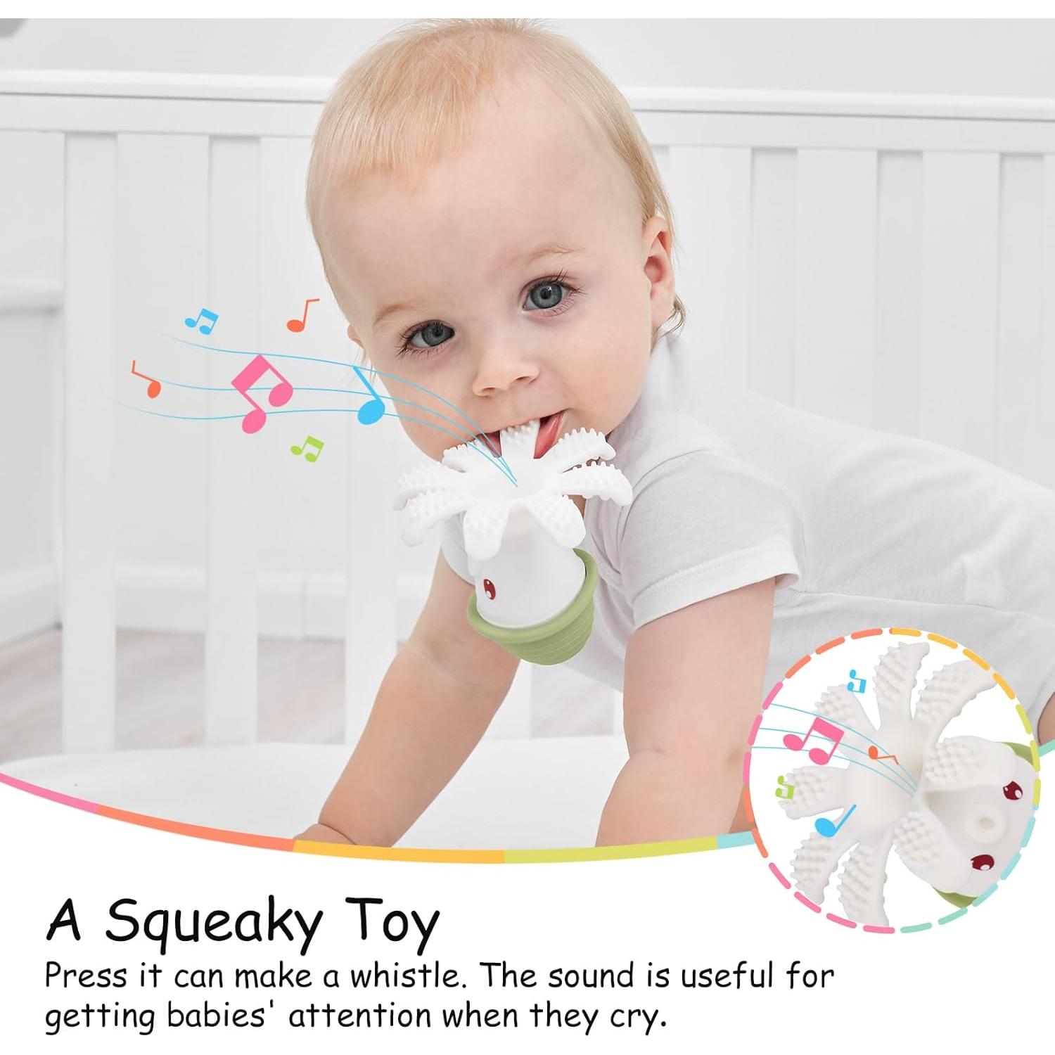 Mordedor Pulpo Mombella de Silicona para Bebés 3 Meses Verde