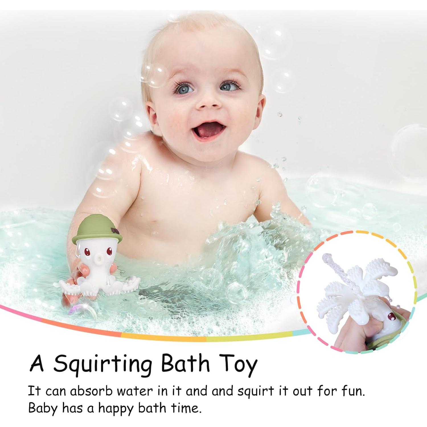 Mordedor Pulpo Mombella de Silicona para Bebés 3 Meses Verde