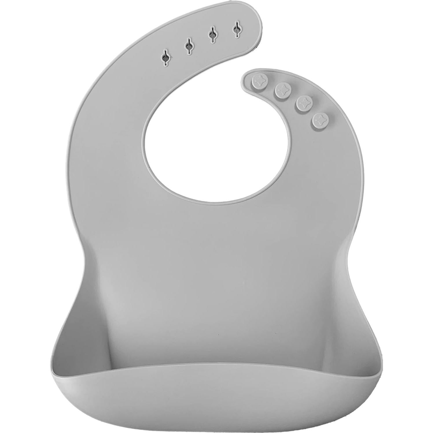 Conjunto de Alimentación de Silicona MinikOiOi Gris - Baberos, Mordedor, Plato