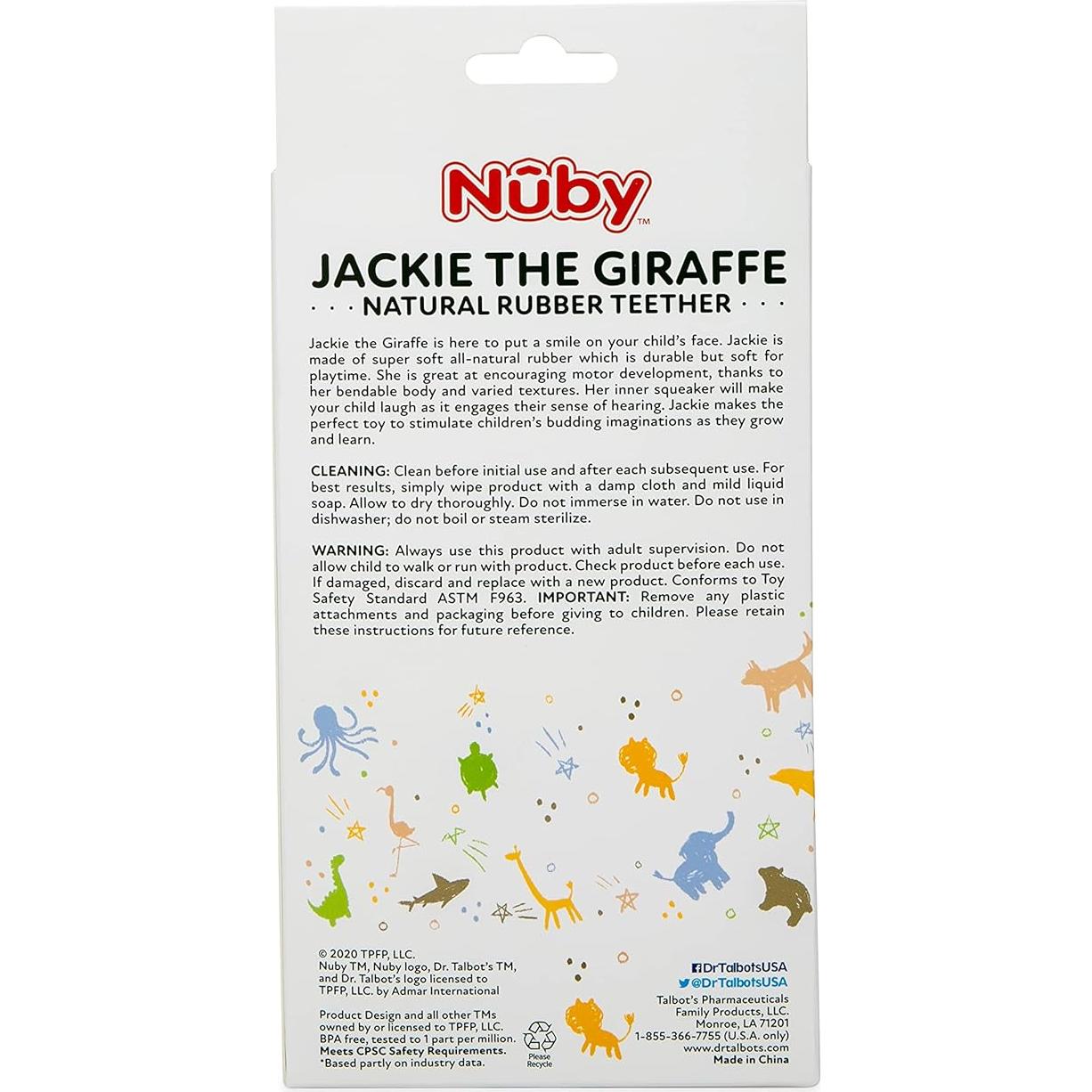 Mordedor de Goma Natural Nuby Jackie la Jirafa 3+ Meses