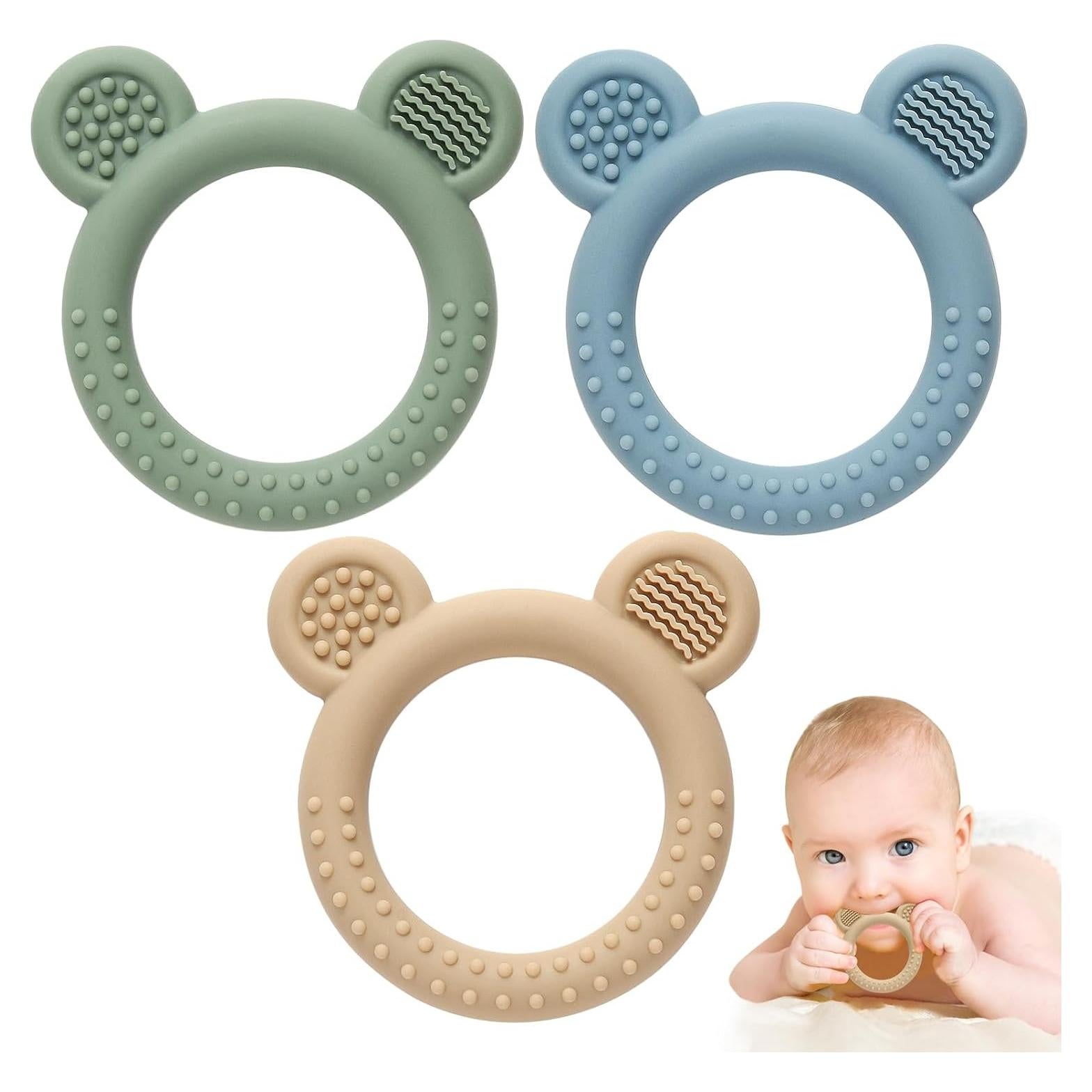 Paquete de 3 Mordedores para Bebés de Silicona Libre de BPA