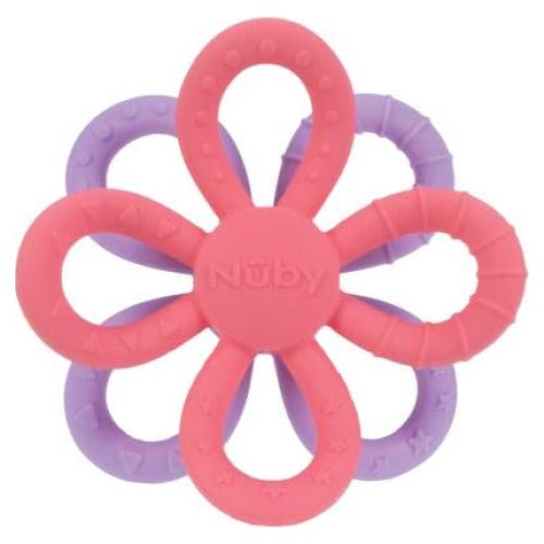 Mordedor Nuby Fun Loops Flor Silicona 3+ Meses Rosa y Púrpura
