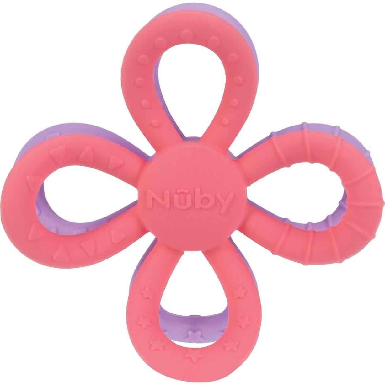 Mordedor Nuby Fun Loops Flor Silicona 3+ Meses Rosa y Púrpura