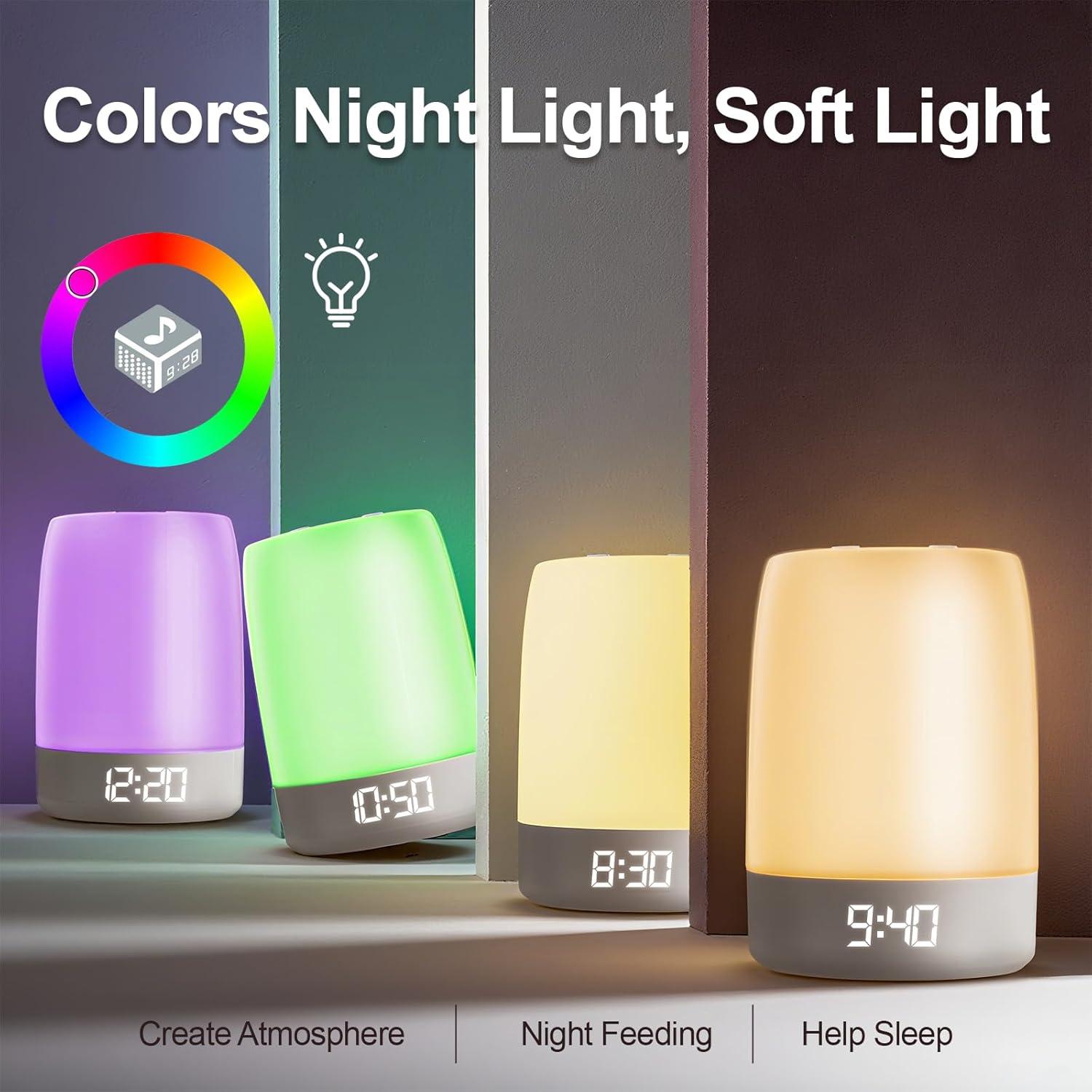 Reloj Despertador Ruido Blanco Reajoy 32 Sonidos 8 Colores