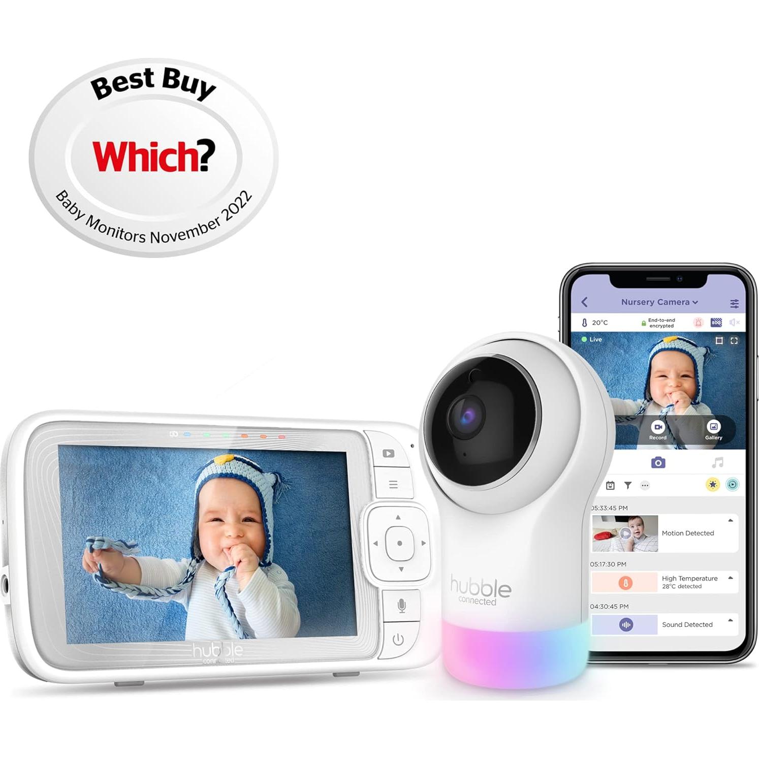 Monitor de Bebés HUBBLE CONNECTED Nursery Pal Glow+ 1080p