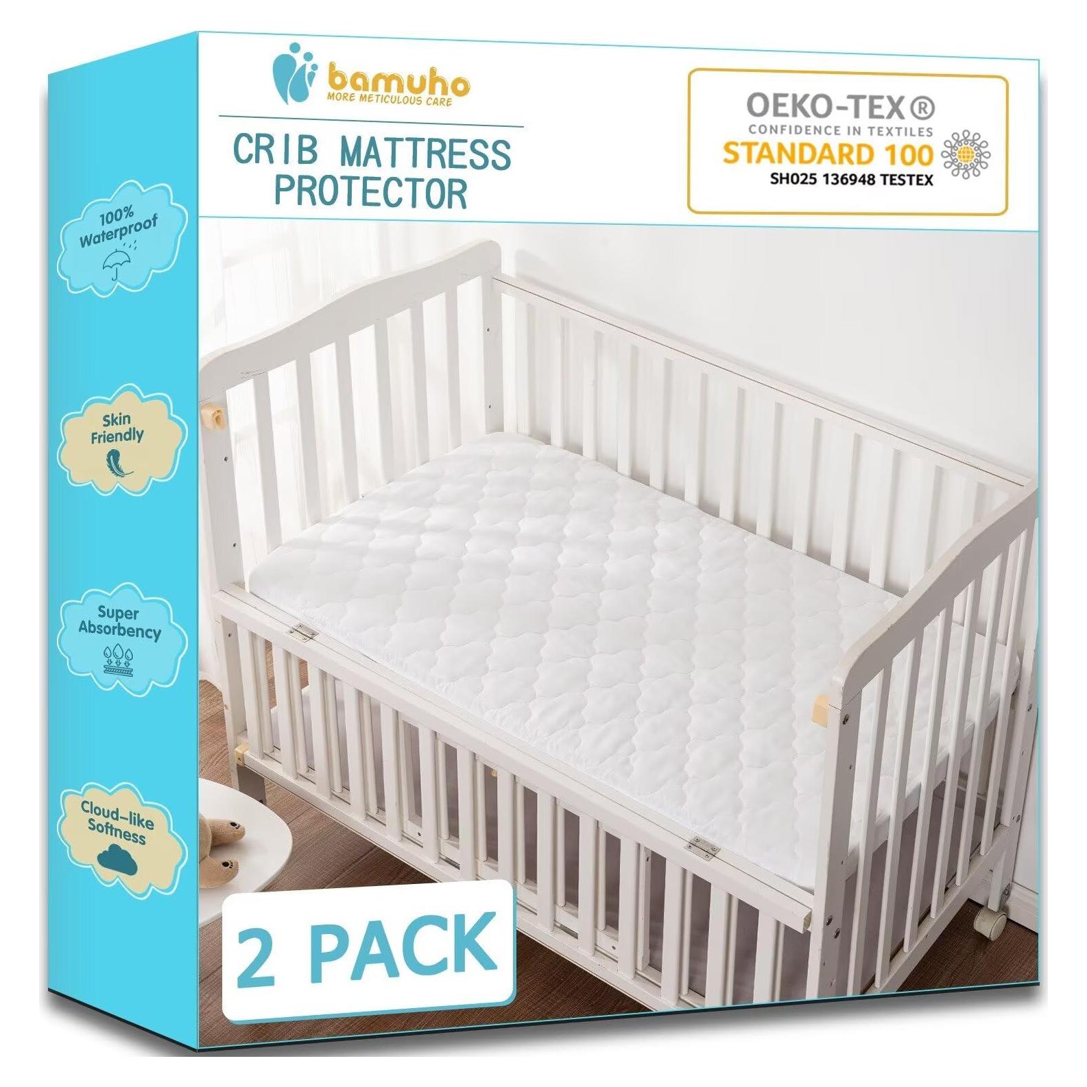 Funda Impermeable para Cuna Bamuho - 2 Paquetes Microfibra 132x71cm