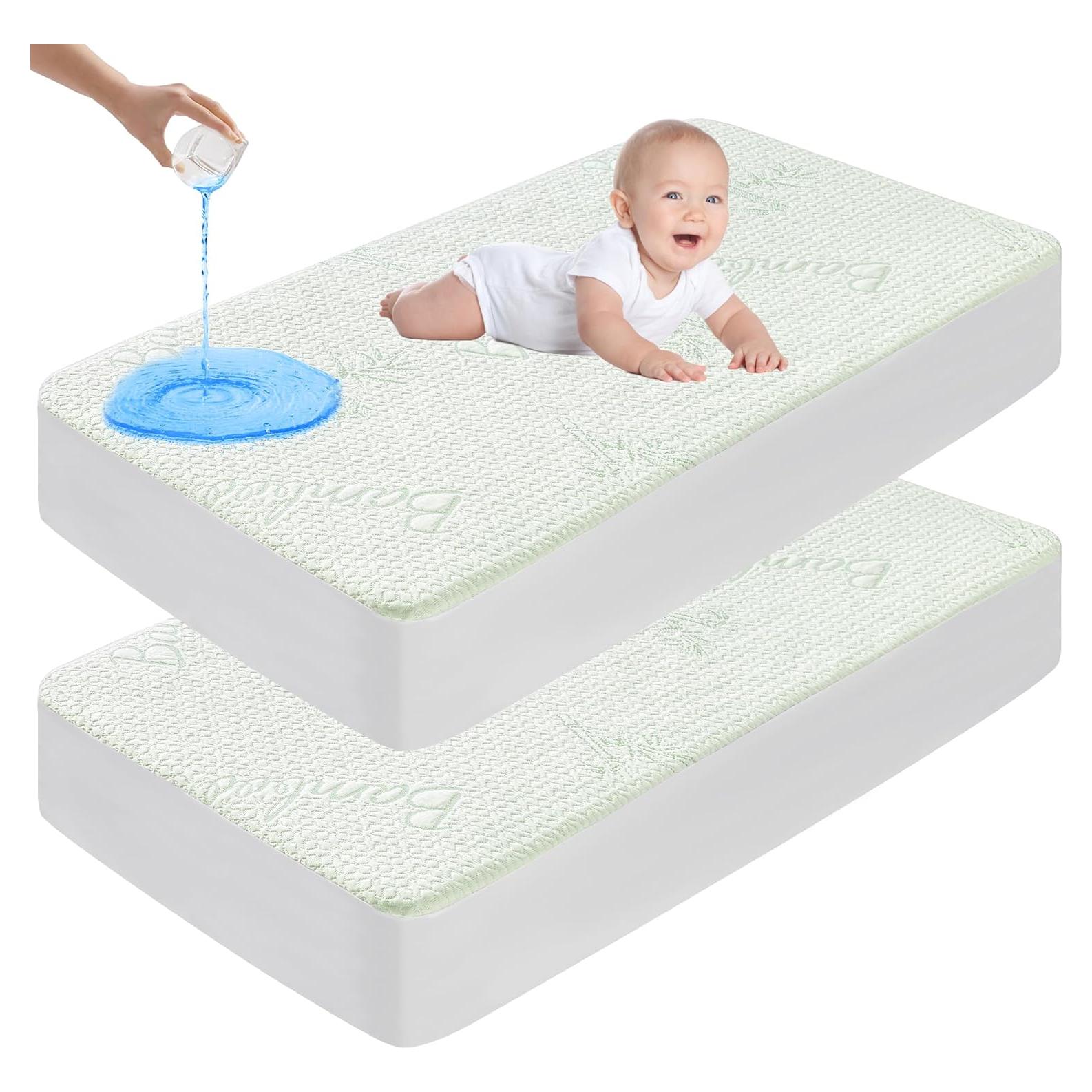 Protector de Colchón de Cuna Impermeable GOONIK 2 Paquete