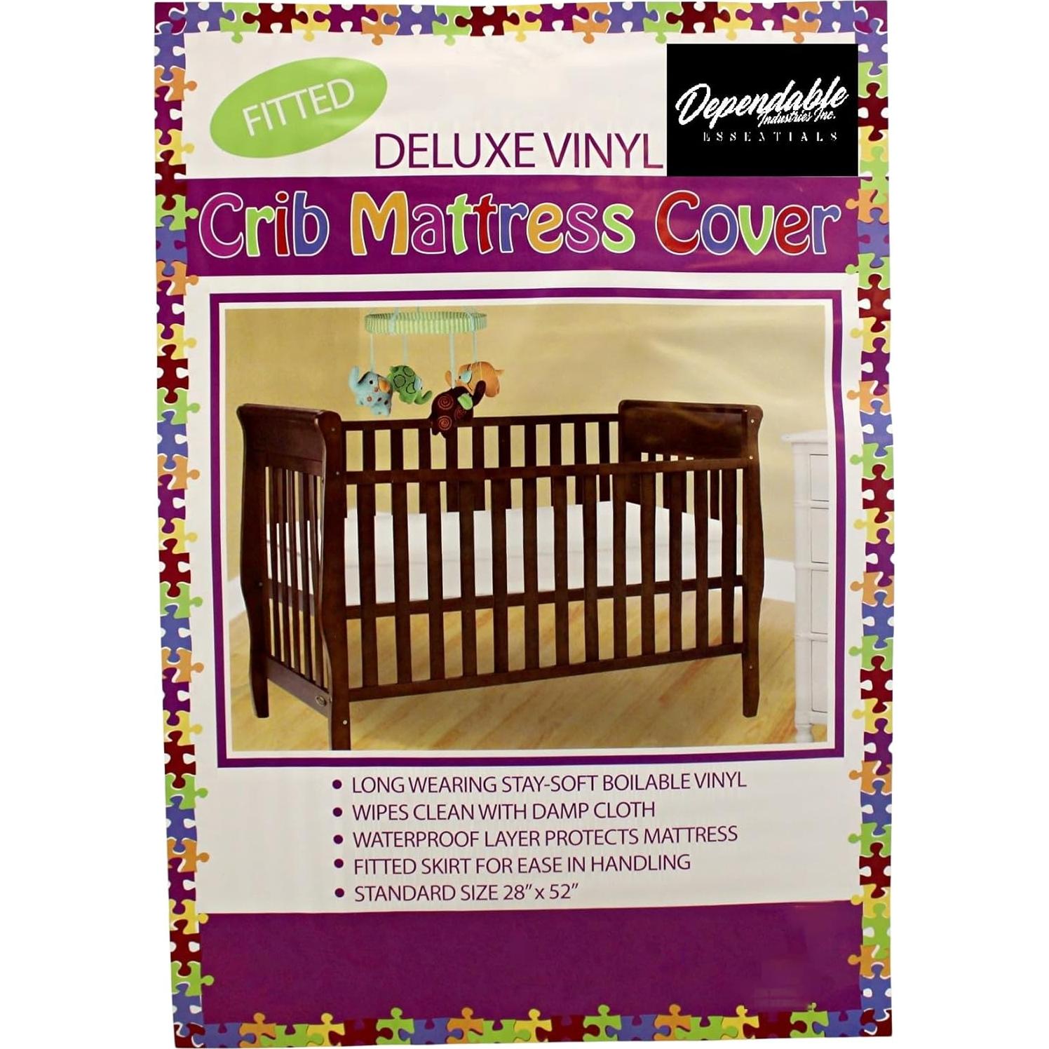 Cubierta de colchón de cuna ajustada Dependable 132 x 71 cm impermeable