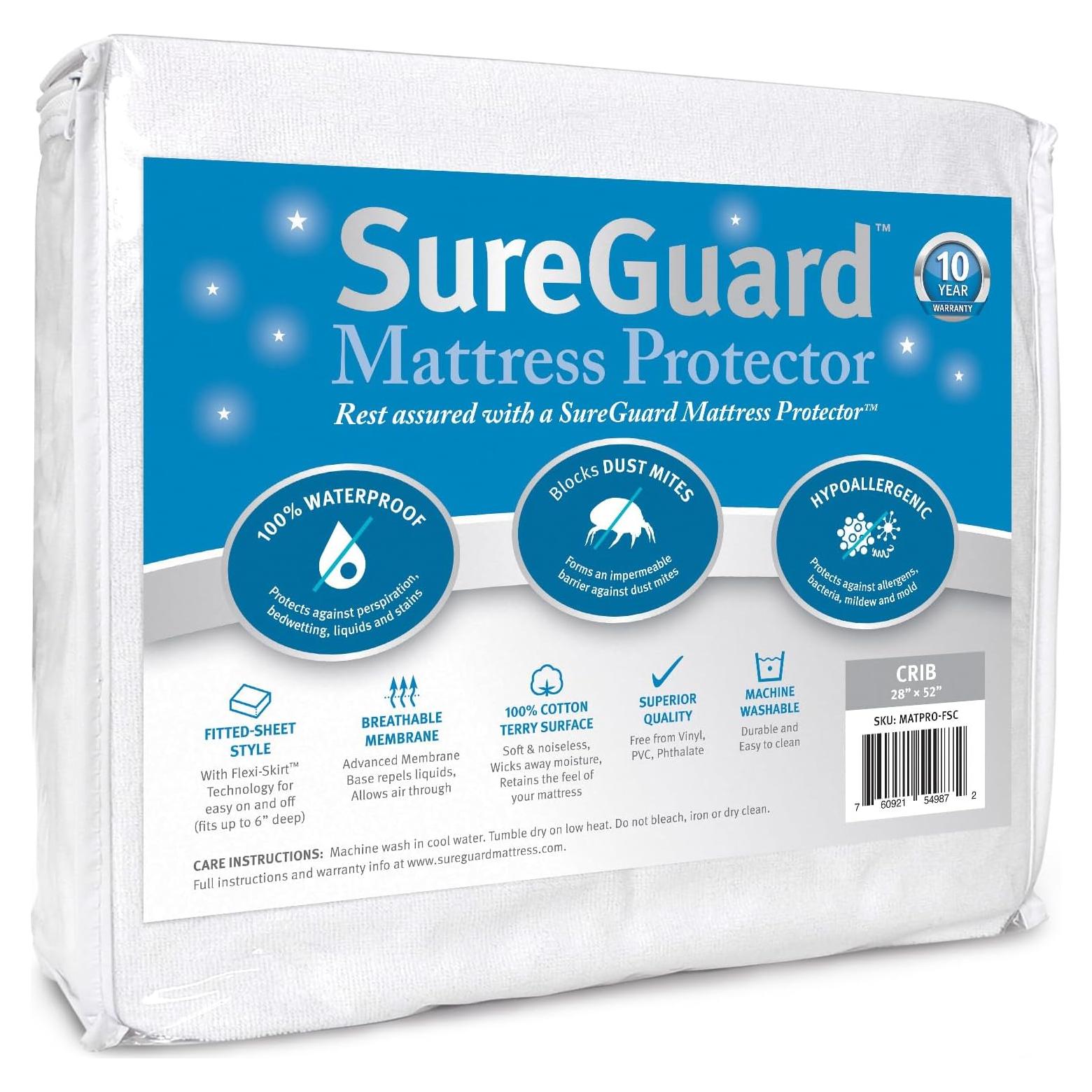 Protector de Colchón Cuna SureGuard - Impermeable y Hipoalergénico