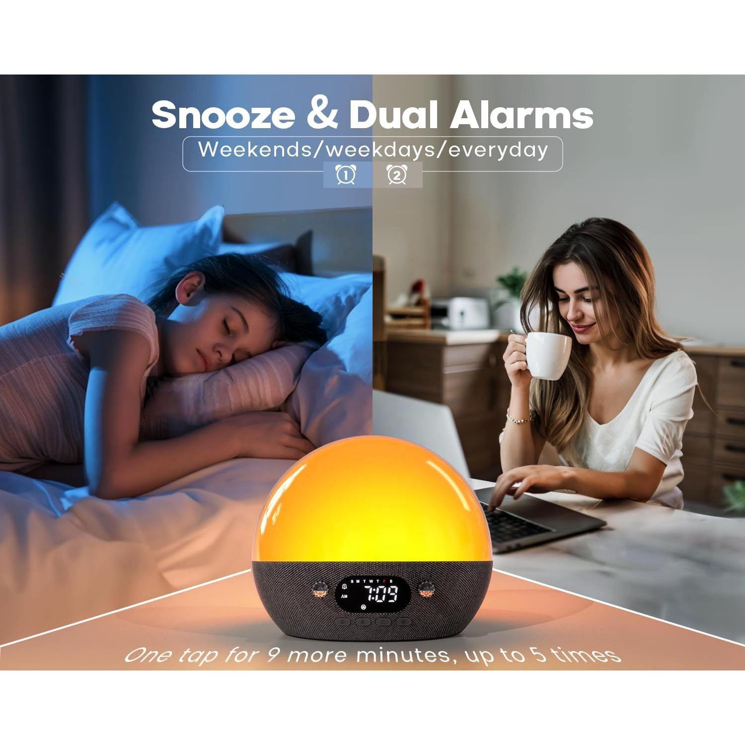 Reloj Despertador MOMILLA RO310 con Altavoz Bluetooth y Luz de Amanecer