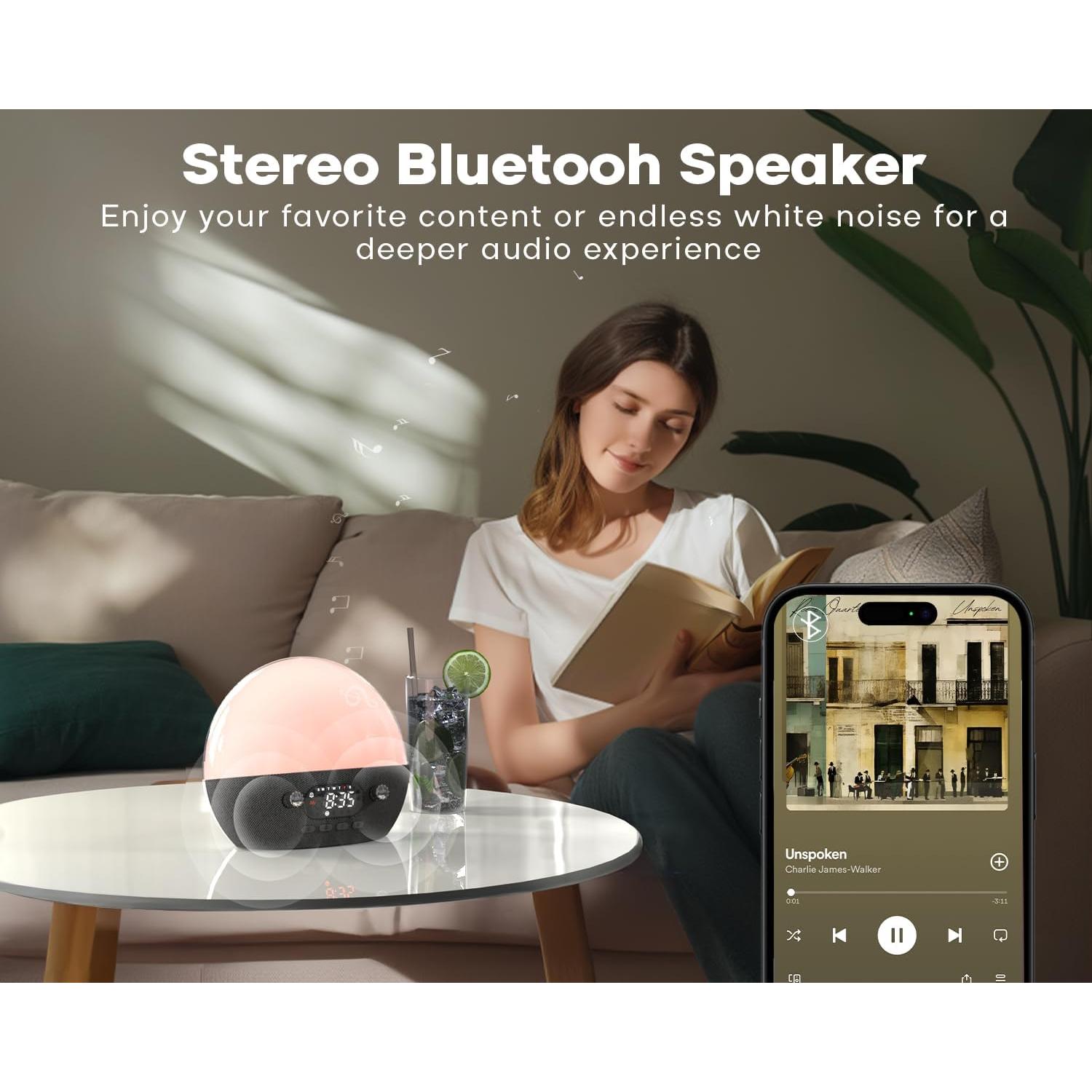 Reloj Despertador MOMILLA RO310 con Altavoz Bluetooth y Luz de Amanecer