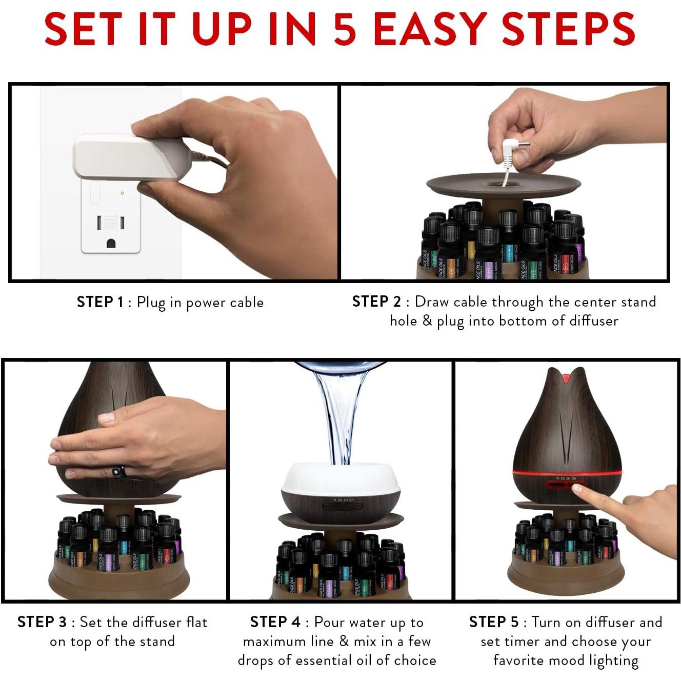 Difusor de Aromaterapia Pure Daily Care 400ml + 20 Aceites