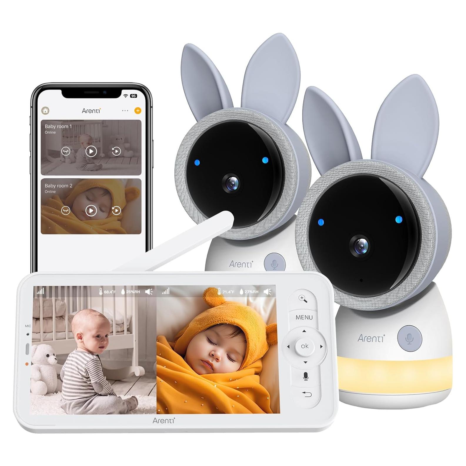 Monitor de Bebé Arenti 4MP con 2 Cámaras y Wi-Fi Doble Banda