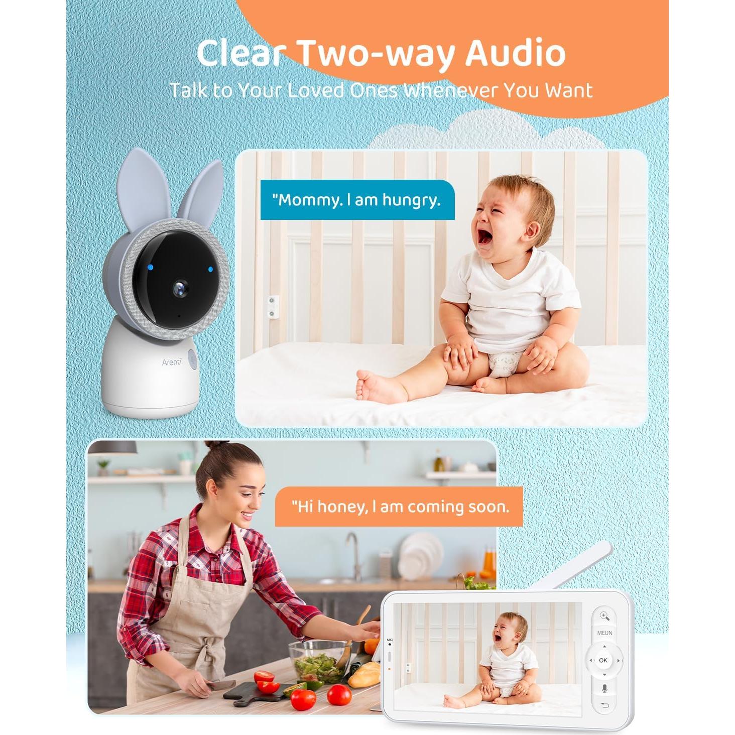 Monitor de Bebé Arenti 4MP con 2 Cámaras y Wi-Fi Doble Banda