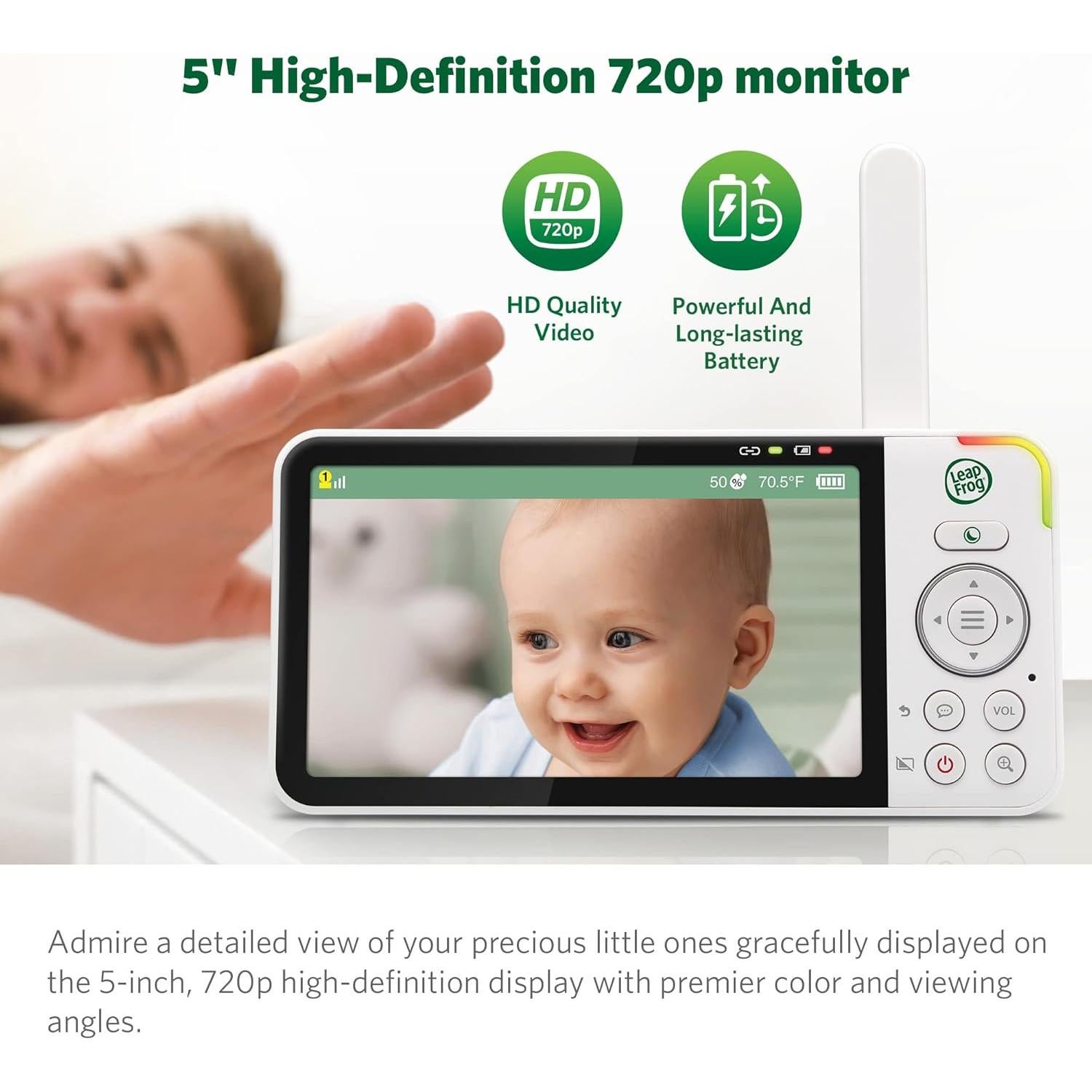 Monitor para Bebés LeapFrog LF915-2HD, 2 Cámaras, 720p