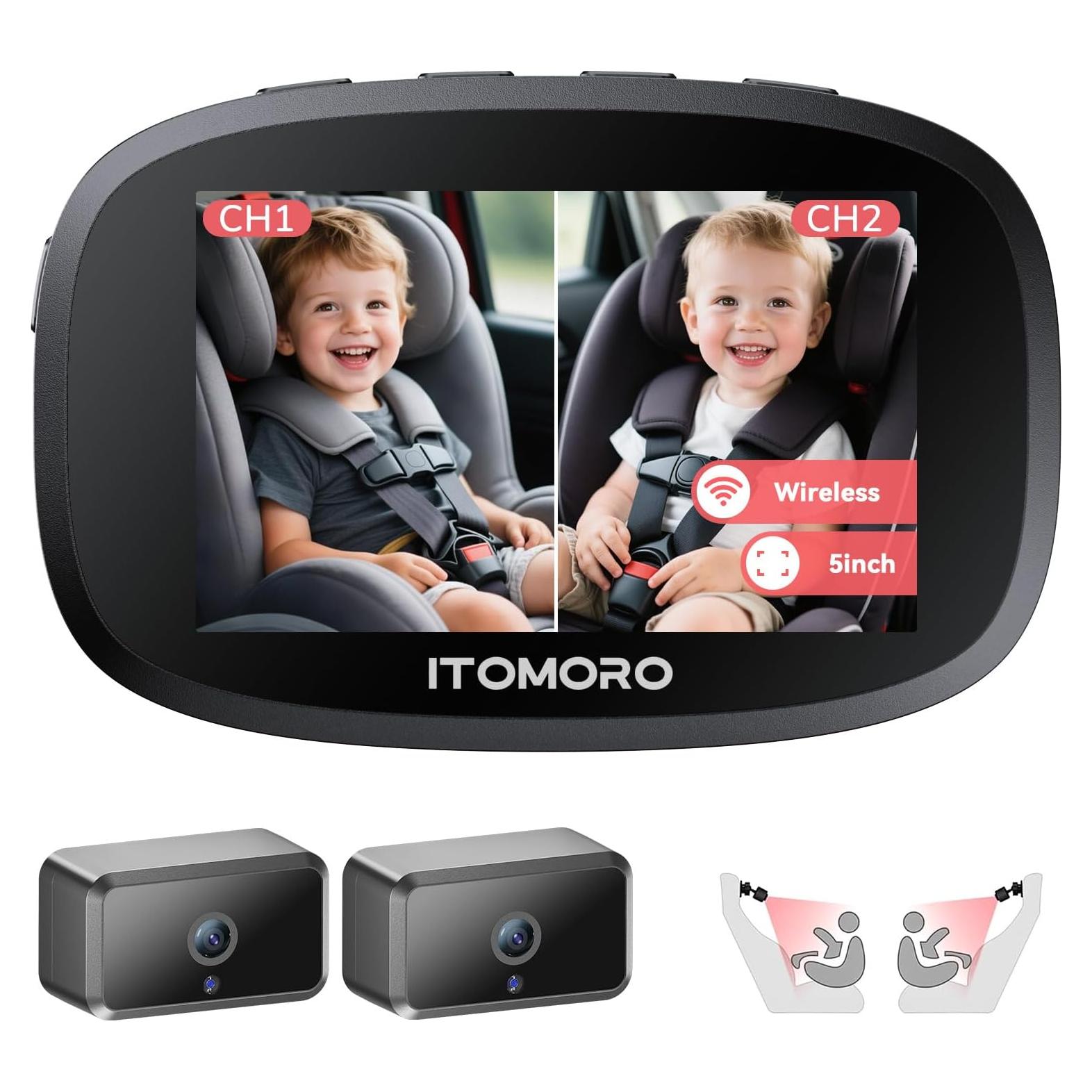 Cámara de Auto Inalámbrica Dual Itomoro 5" HD para Bebés