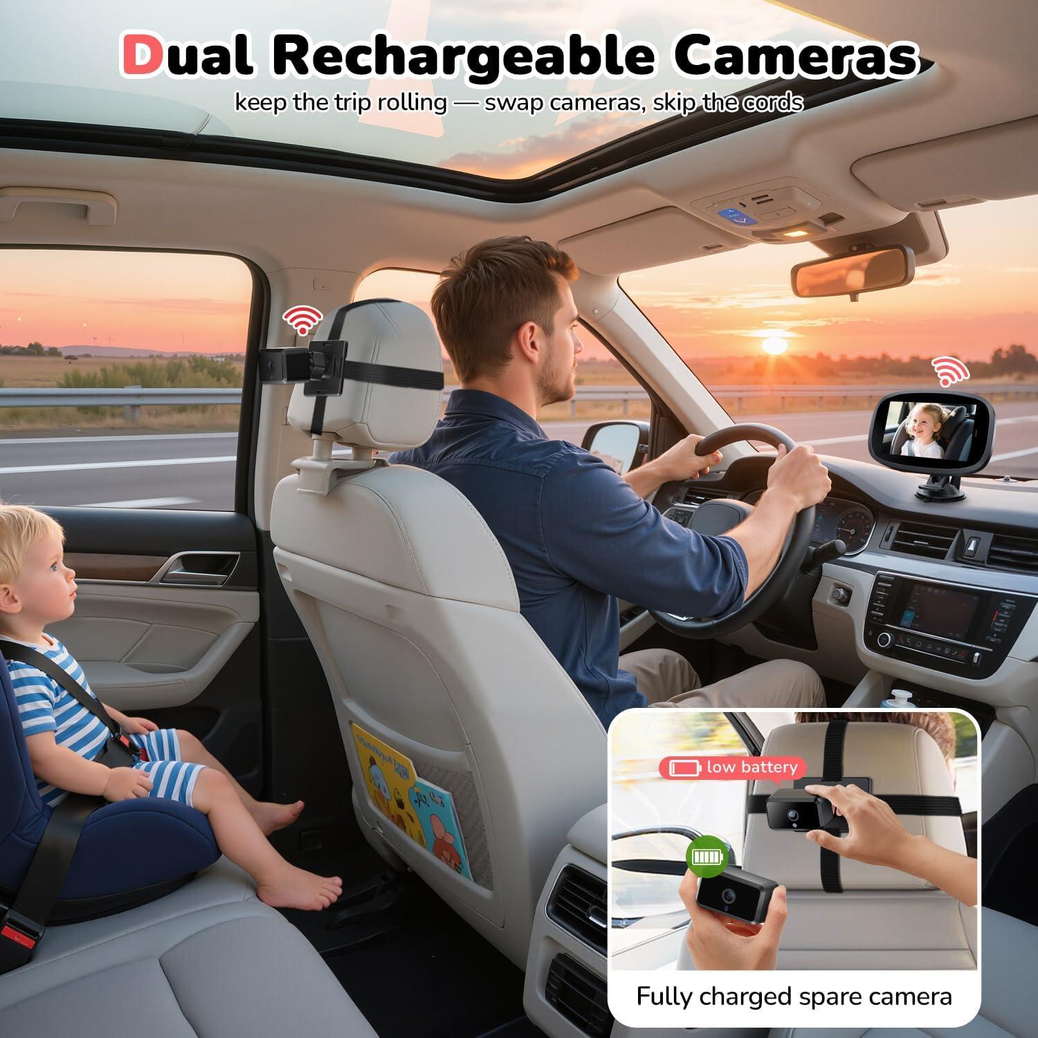 Cámara de Auto Inalámbrica Dual Itomoro 5" HD para Bebés