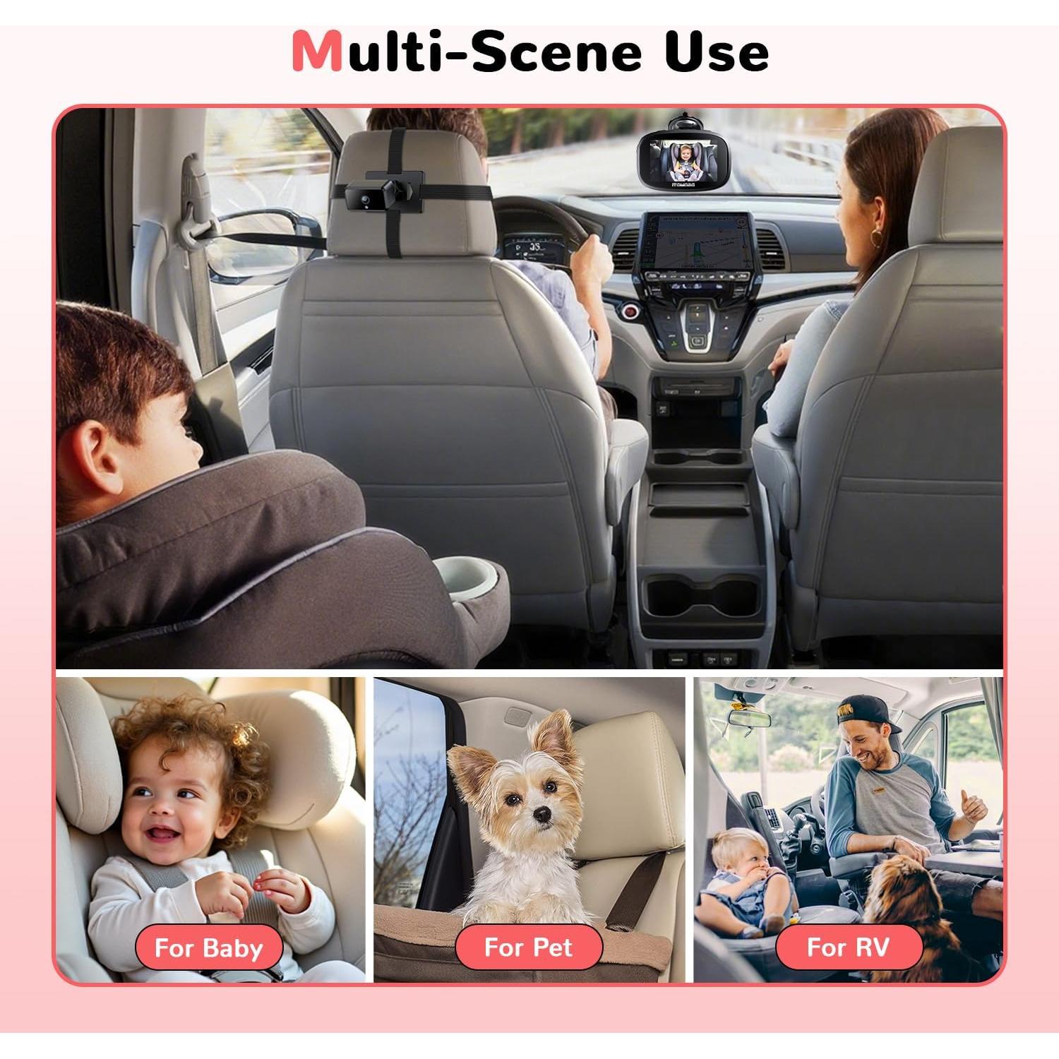 Cámara de Auto Inalámbrica Dual Itomoro 5" HD para Bebés