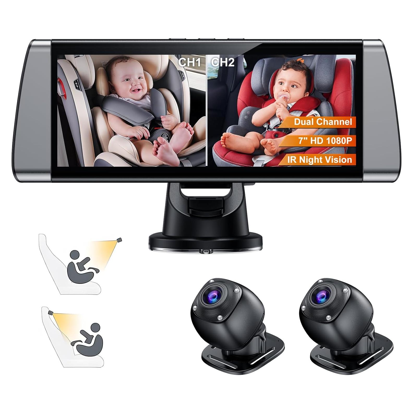 Cámara de Auto para Bebés BOEYOS BM300 Doble HD 1080P 7"