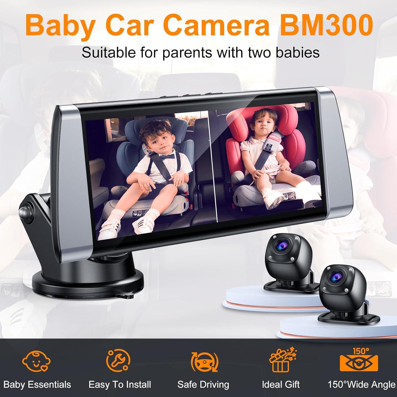 Cámara de Auto para Bebés BOEYOS BM300 Doble HD 1080P 7"