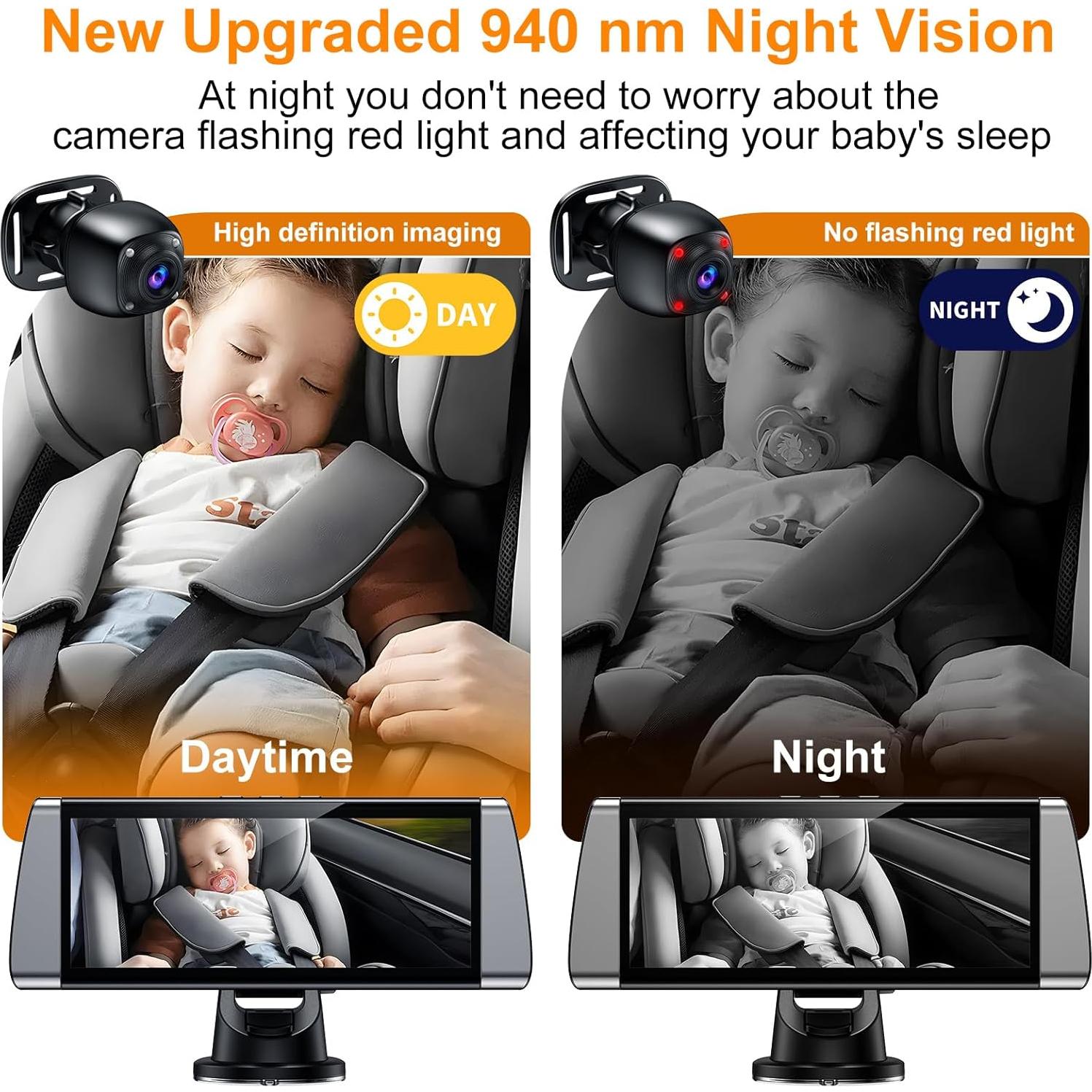 Cámara de Auto para Bebés BOEYOS BM300 Doble HD 1080P 7"