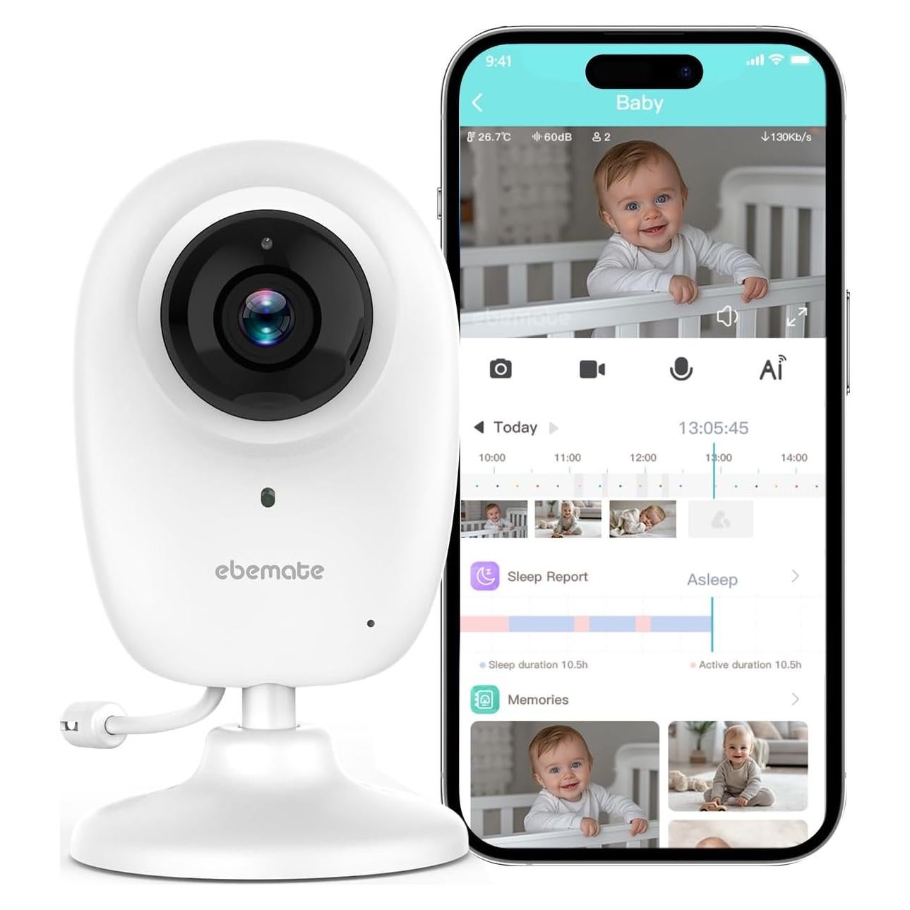 Monitor de Bebé de Video Ebemate 1080P con Wifi 457m