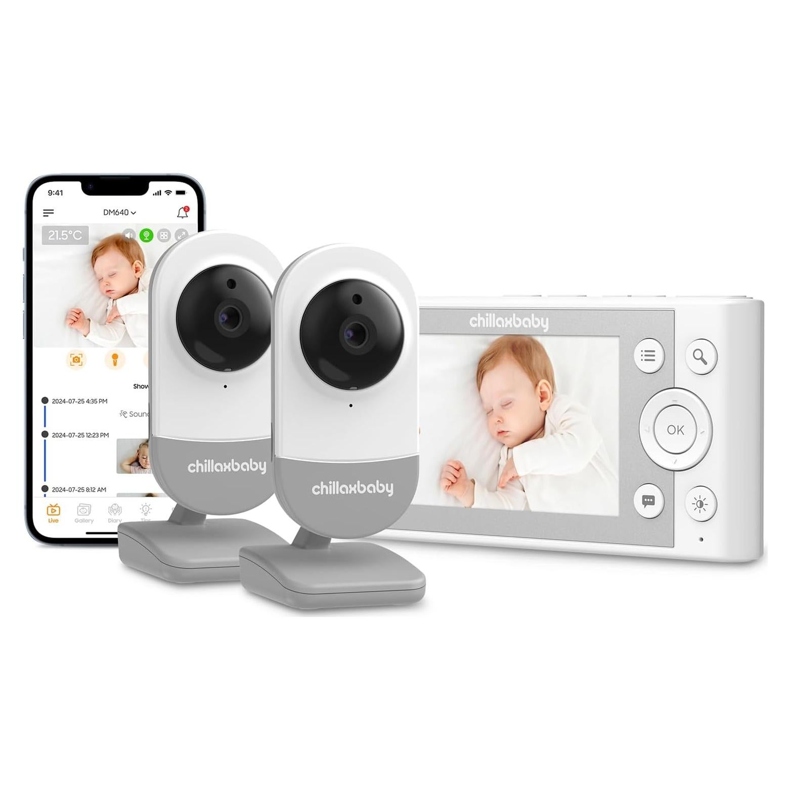 Monitor de Bebé Chillax WiFi con 2 Cámaras HD y Audio Bidireccional
