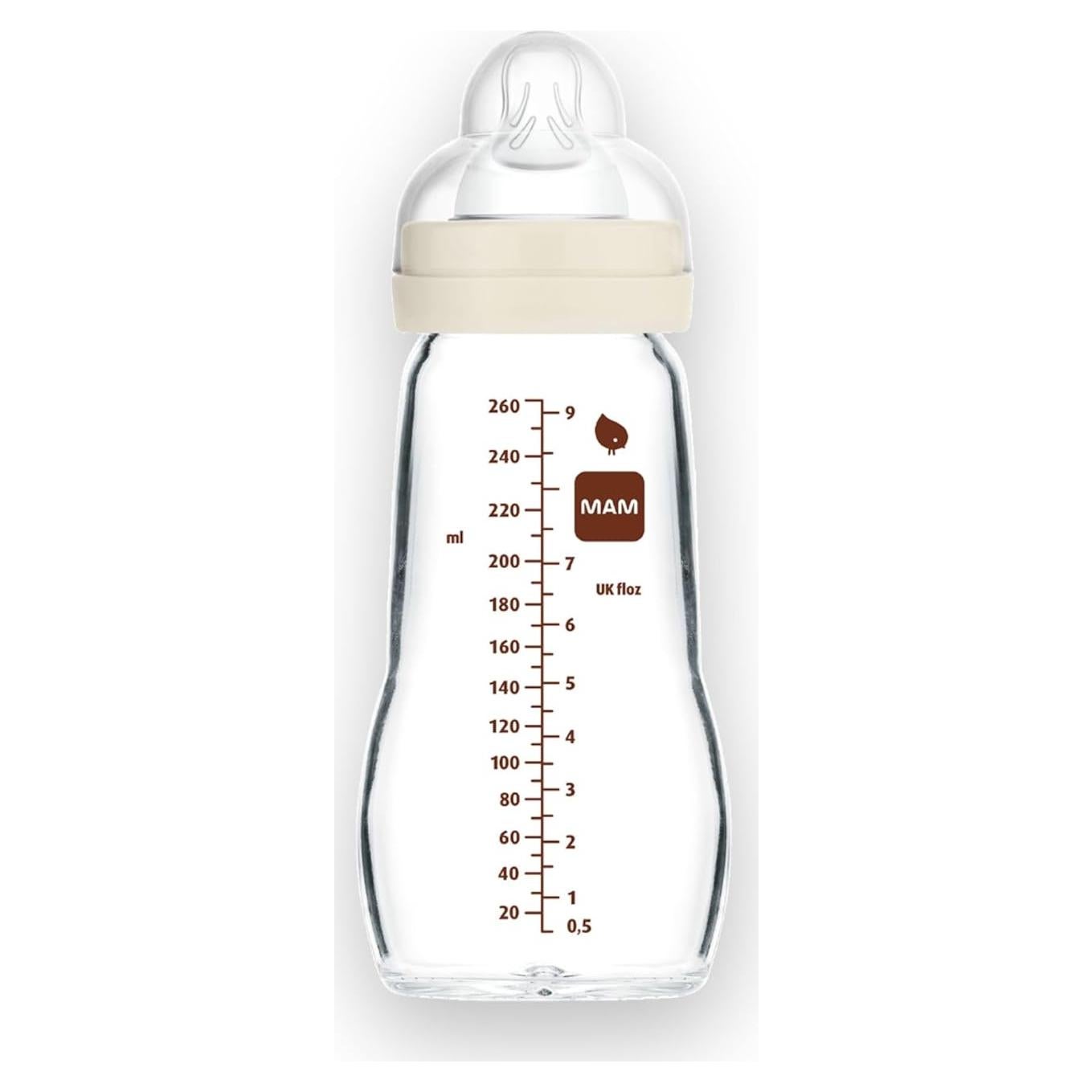 Botella de vidrio MAM Feel Good 9oz (266ml) unisex, BPA libre