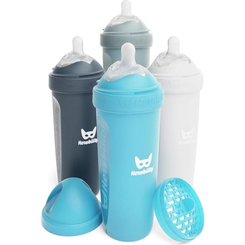 Botellas para Bebés Herobility Doble Anti-Cólico 340 ml - 4 Unidades