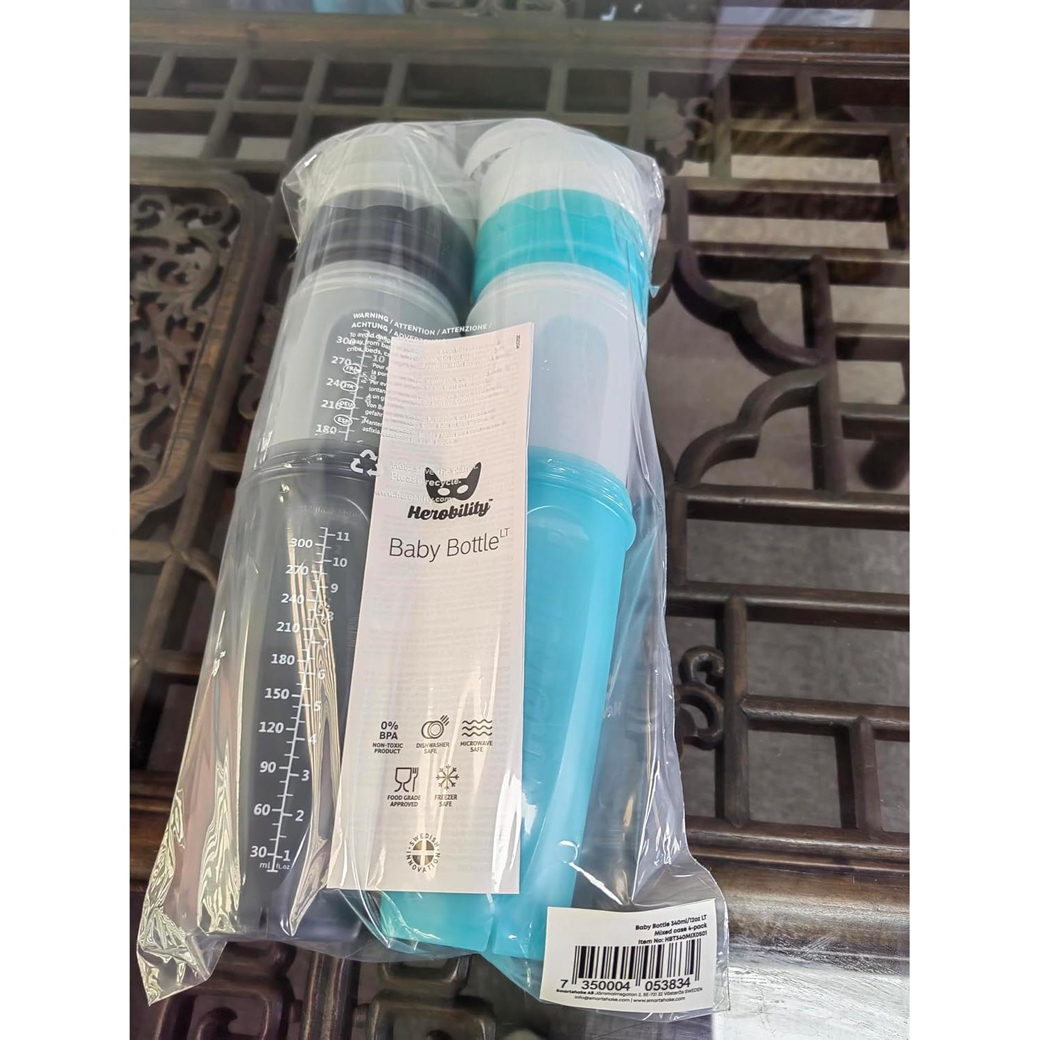 Botellas para Bebés Herobility Doble Anti-Cólico 340 ml - 4 Unidades