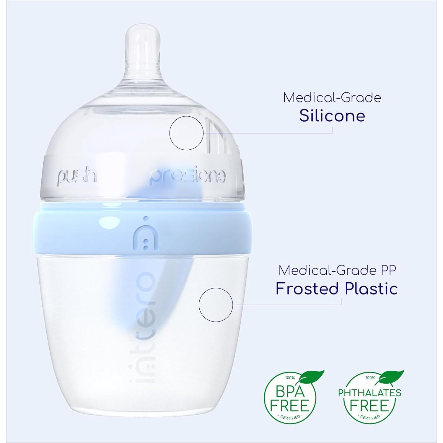 Biberones Anti-Cólico Inttero 6oz (177ml) 2pk Azul