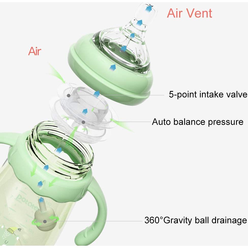 Botella Anti-Cólico PPSU 300ML POTATO Verde con Tetina Silicona