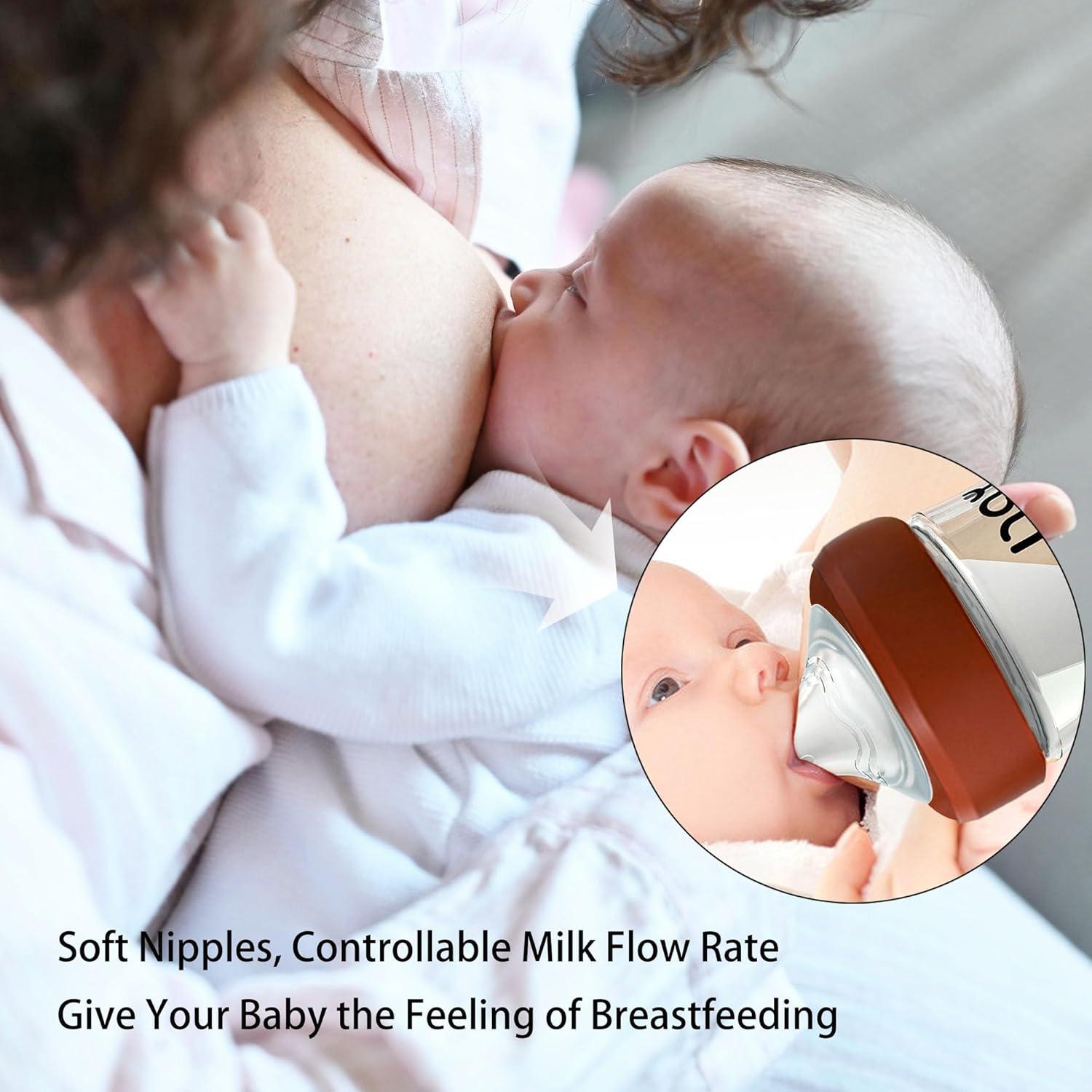 Botella de vidrio anti-cólico Yanyoyo 160ml con pezón S