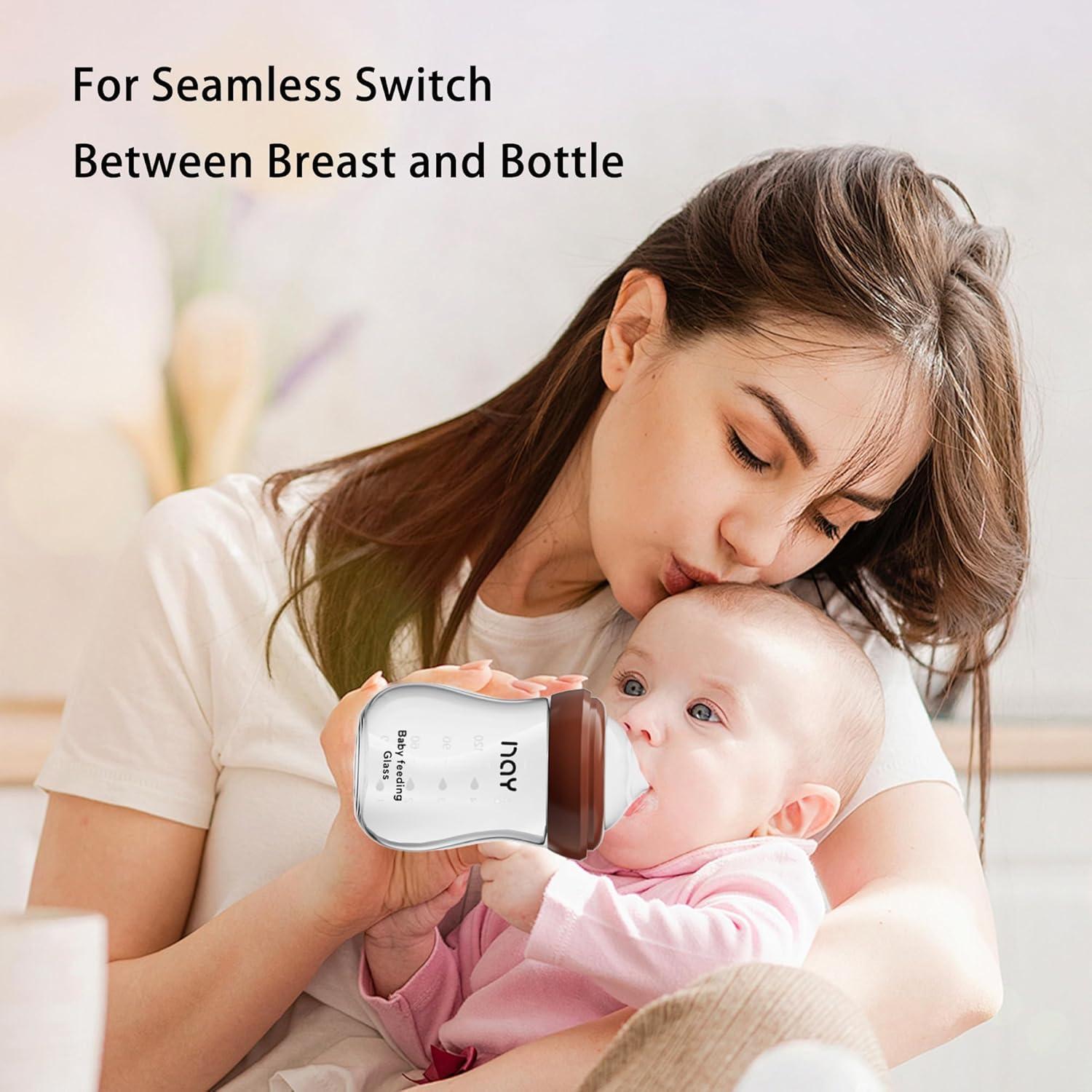 Botella de vidrio anti-cólico Yanyoyo 160ml con pezón S