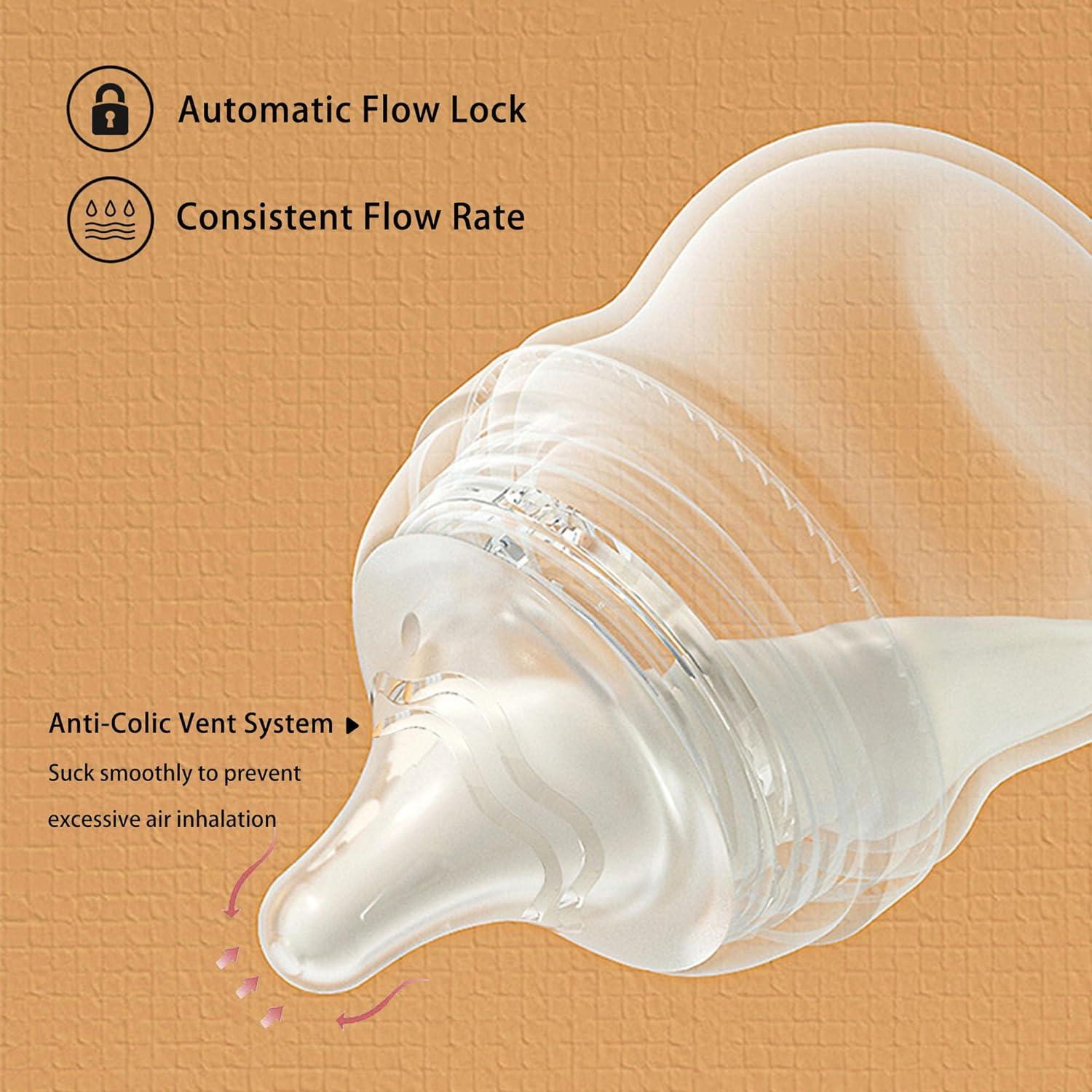 Botella de vidrio anti-cólico Yanyoyo 160ml con pezón S