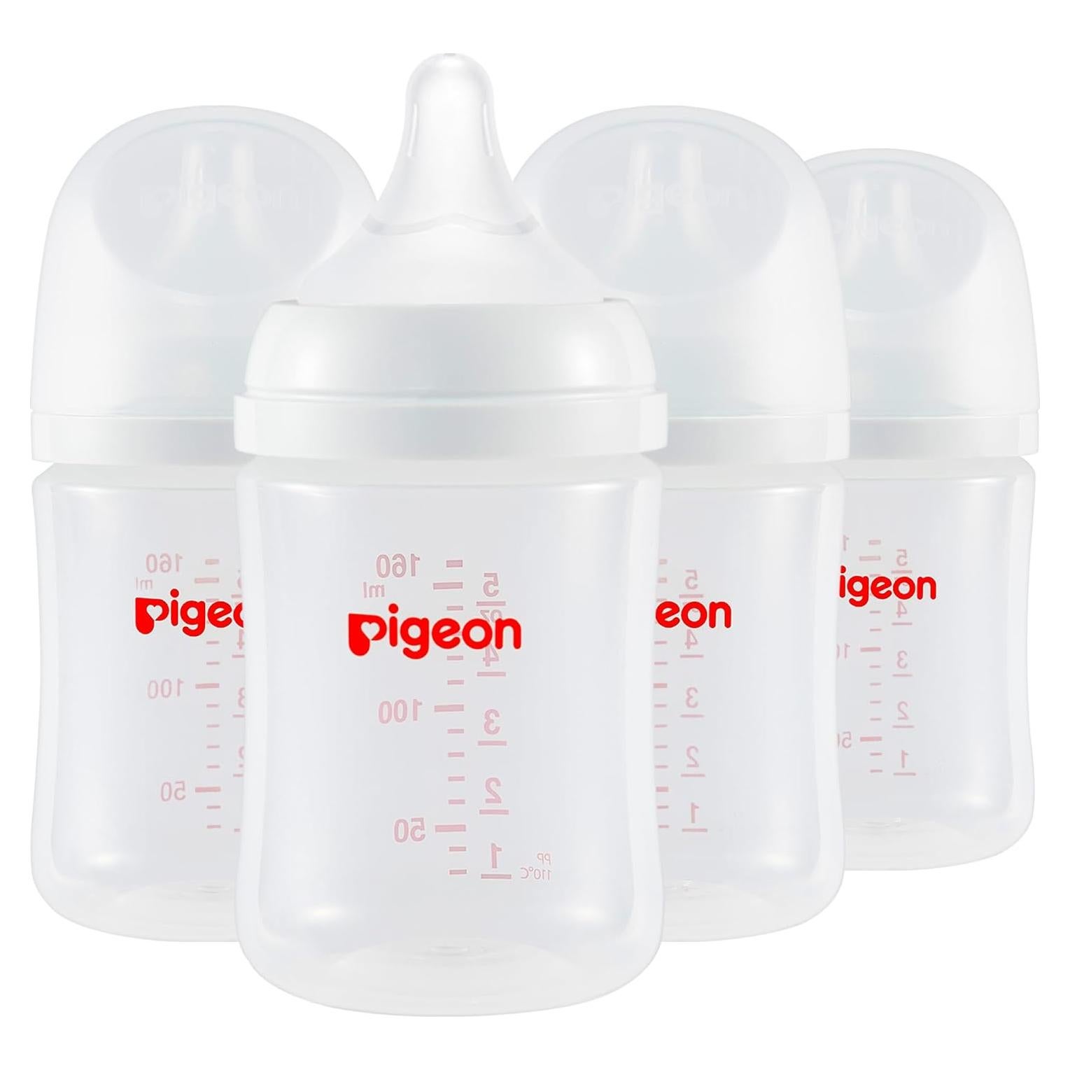 Botella de Lactancia Pigeon Cuello Ancho 160ml Anti-Cólico Paquete 4