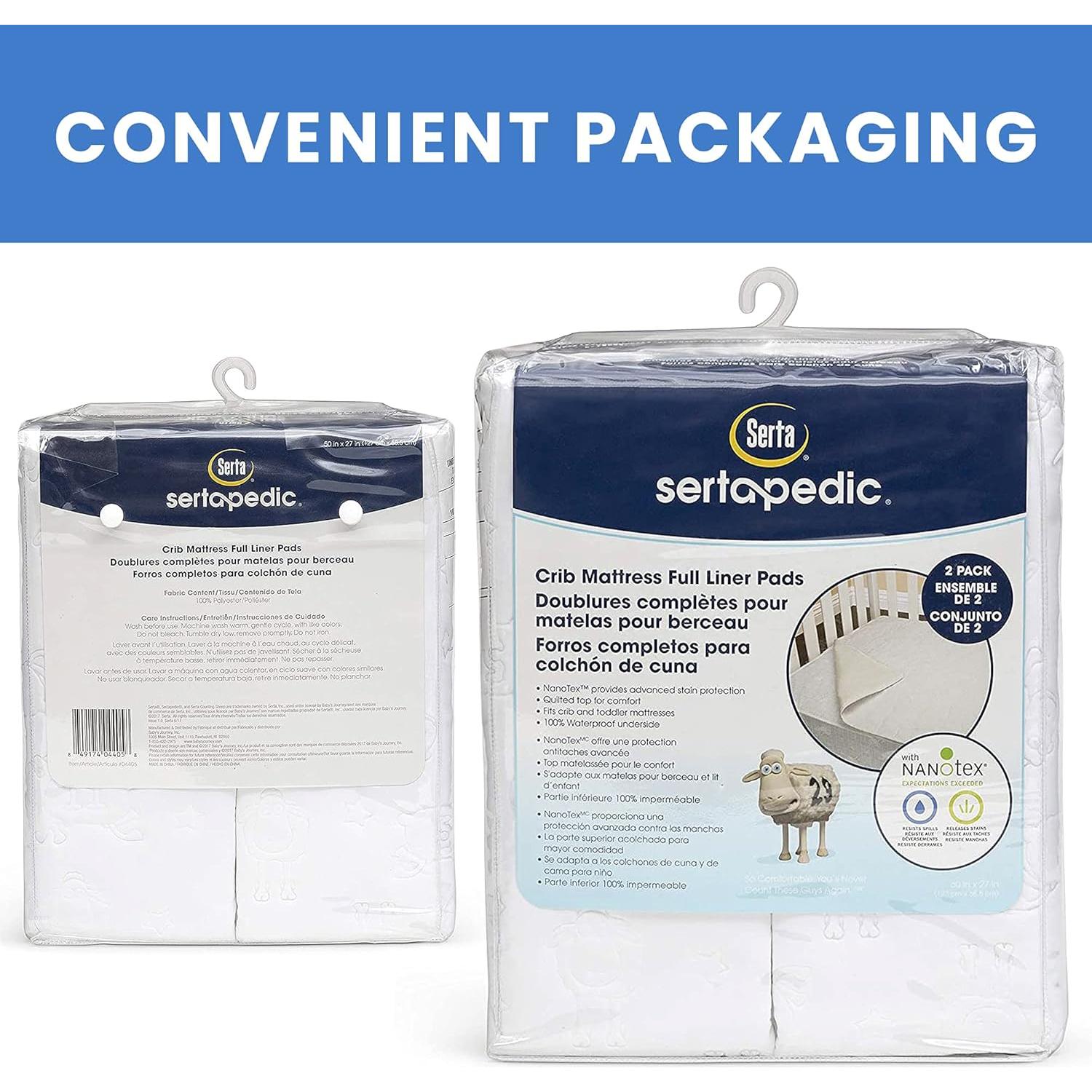 Almohadillas para Colchón de Cuna Serta Sertapedic - 2 Piezas Impermeables