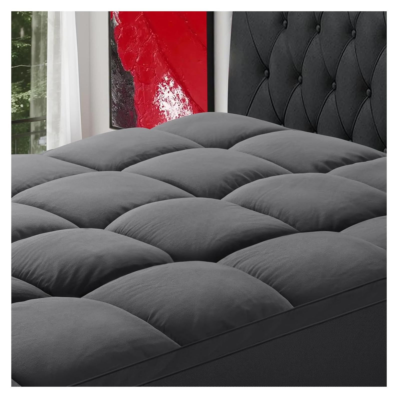 Protector de Colchón King SOPAT Gris Oscuro Suave 203x198 cm