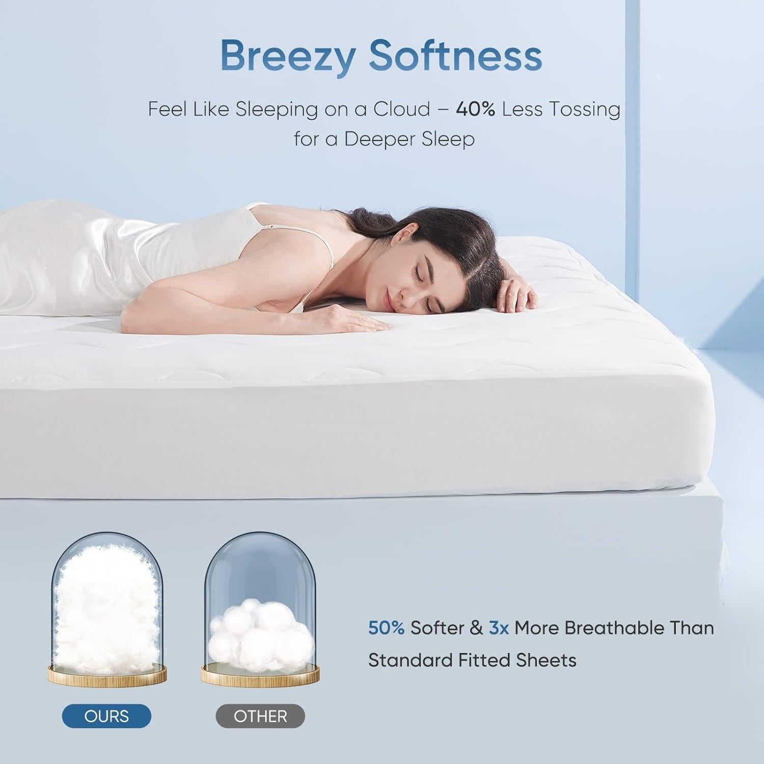 Almohadilla de Colchón Frío Elegear Queen Impermeable 3D