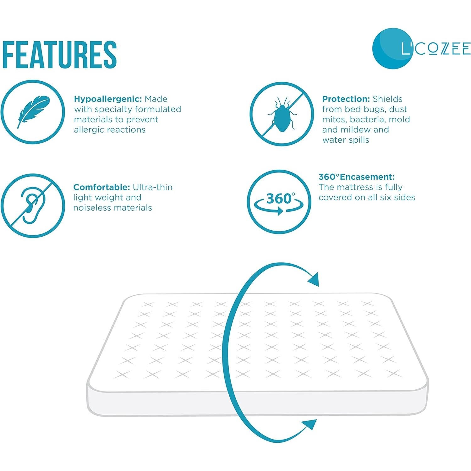 Cubierta de colchón impermeable L'COZEE cuna 132x71 cm