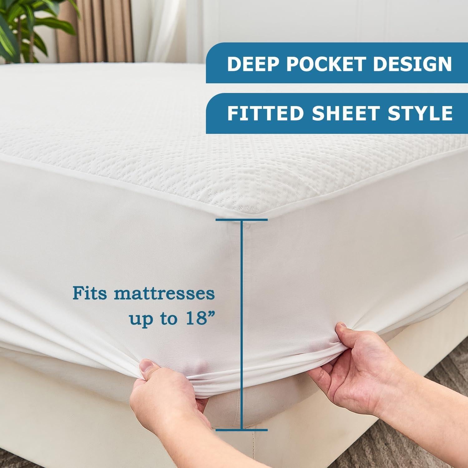 Protector de Colchón King SOCHOW Impermeable 4 Capas Transpirable