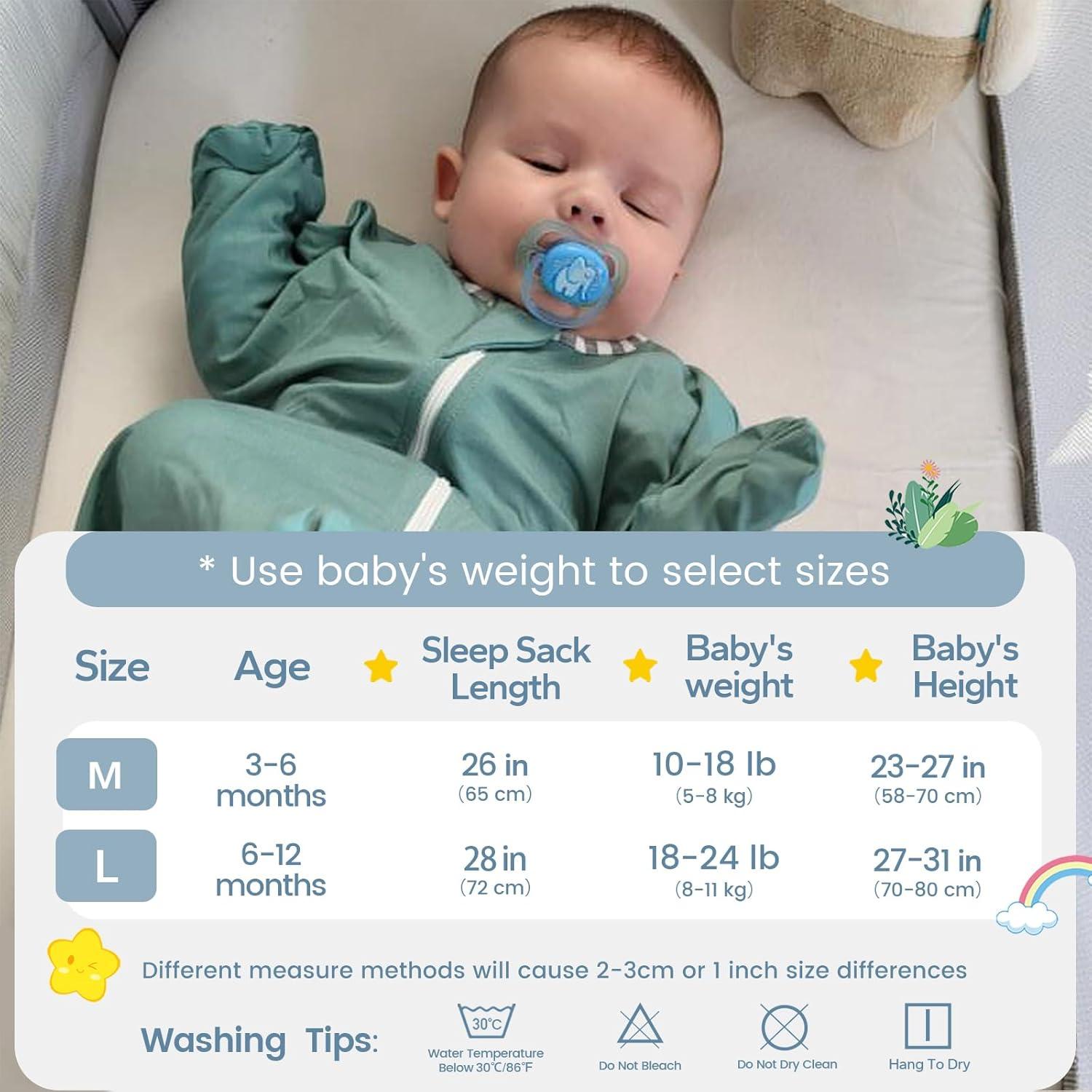 Saco de Sueño ZIGJOY 0.5 Tog Bambú Verde Menta 6-12 Meses