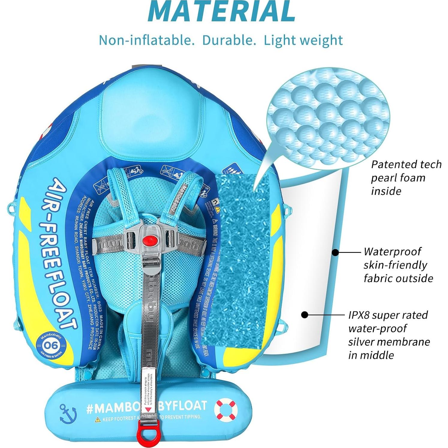 Flotador Mambobaby Azul Barco con Toldo Solar Ajustable